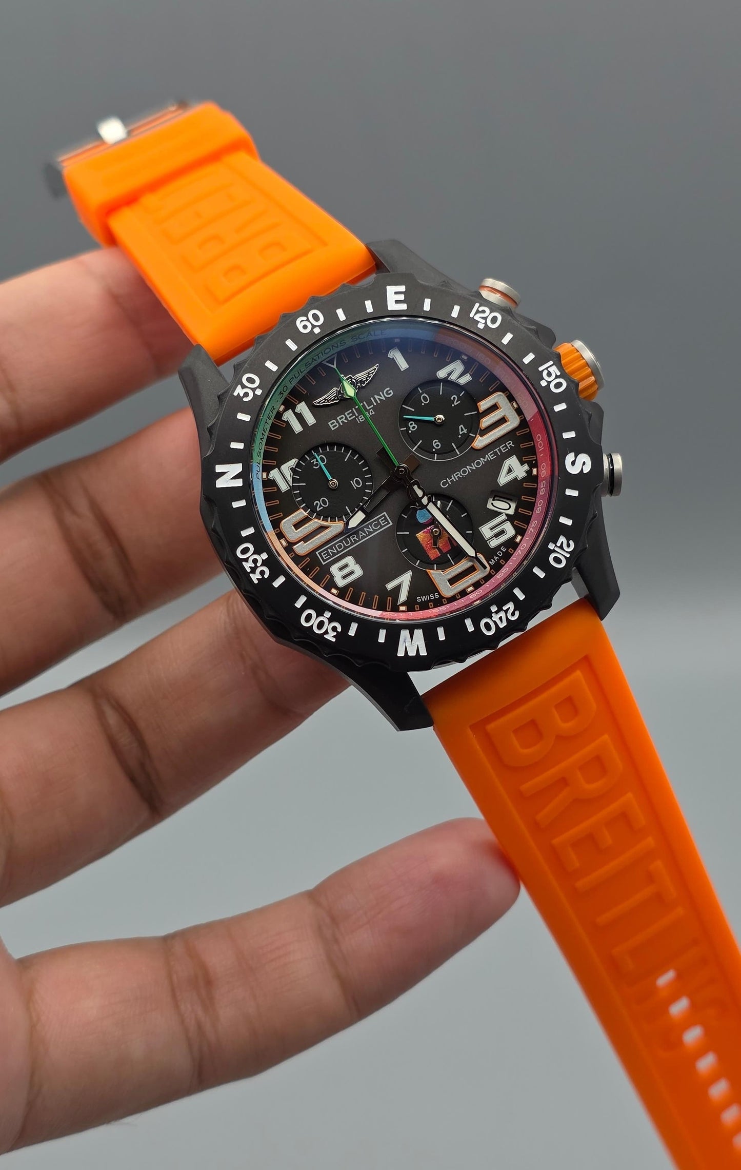 High Quality Luxury Branded Watch - Black & Orange