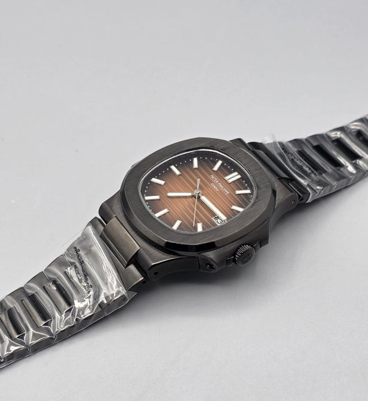 Premium All-Black Gradient Brown Dial Luxury Automatic Watch
