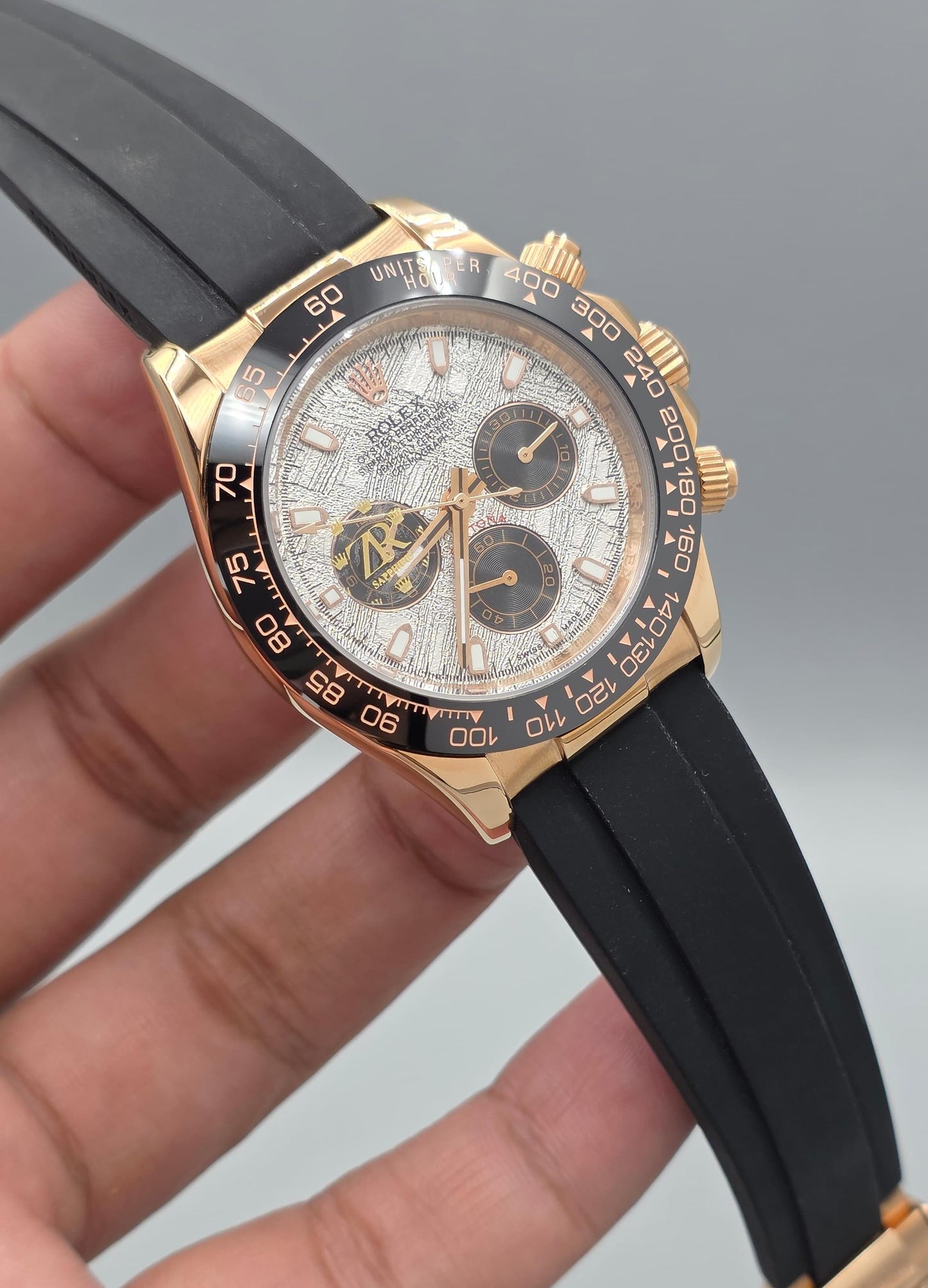 Luxury Black Strap Watch – Rose Gold
