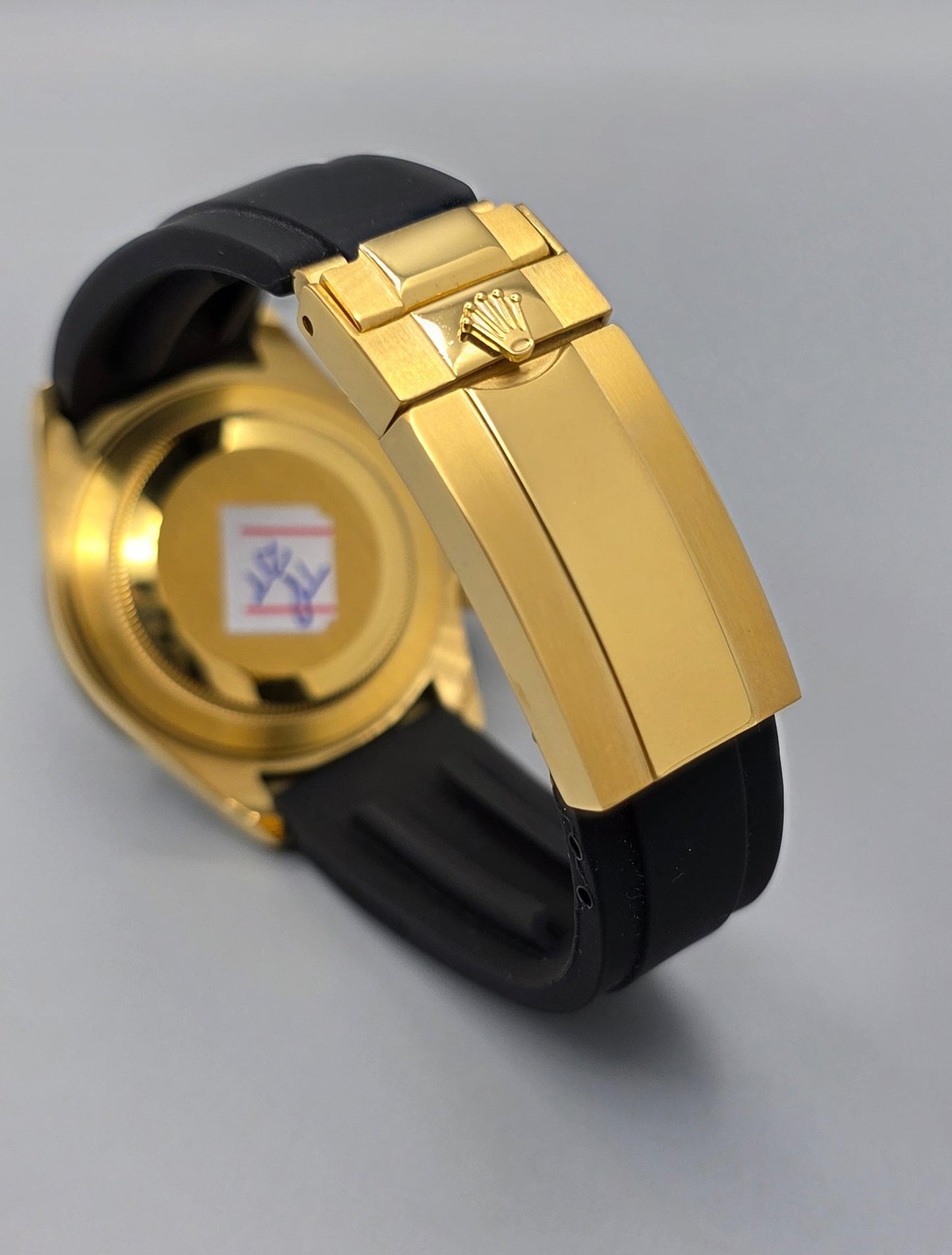 Luxury Black Strap Watch – Yellow Gold Finish