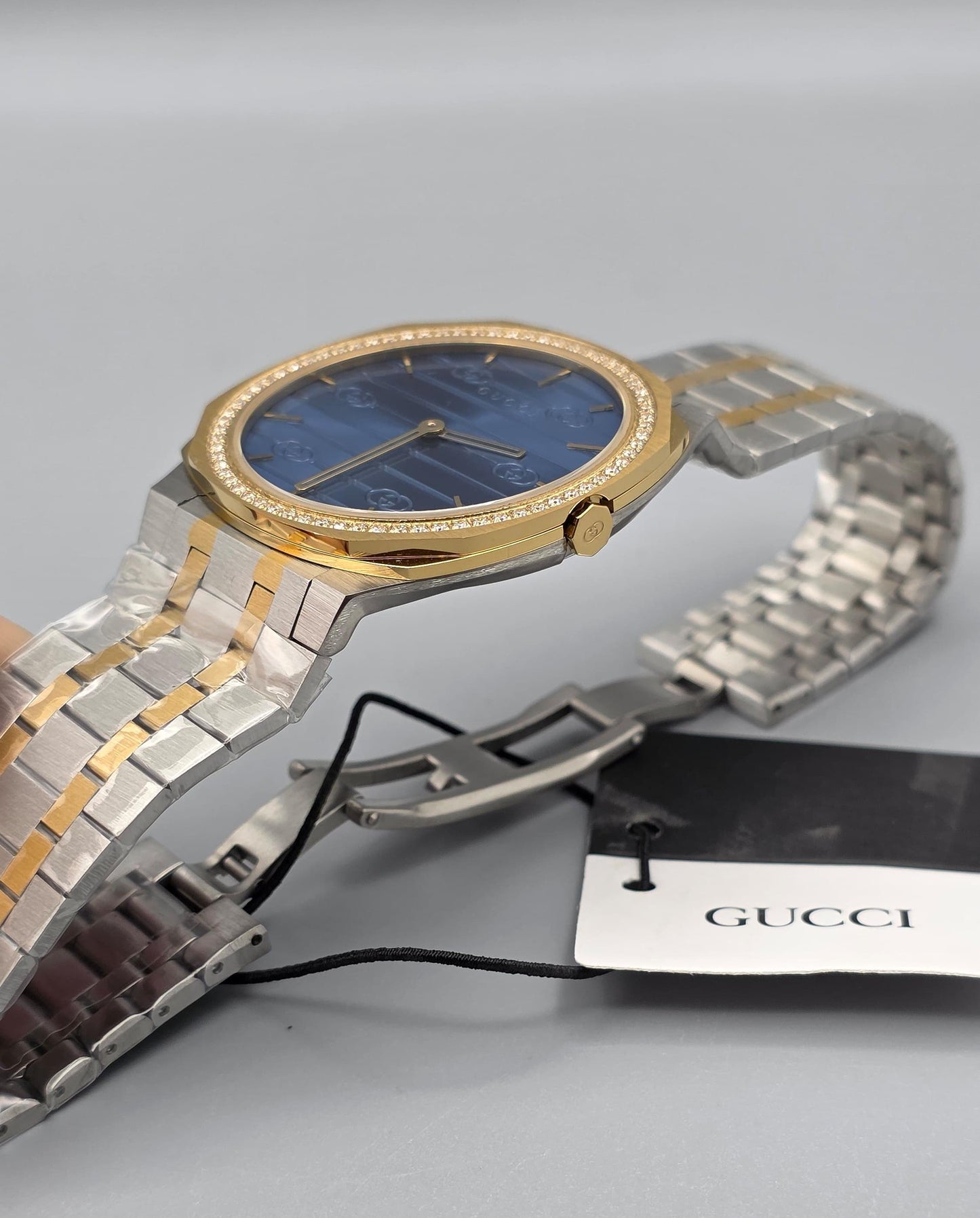 Luxury Ultra Slim Watch – Two Tone with Blue Dial