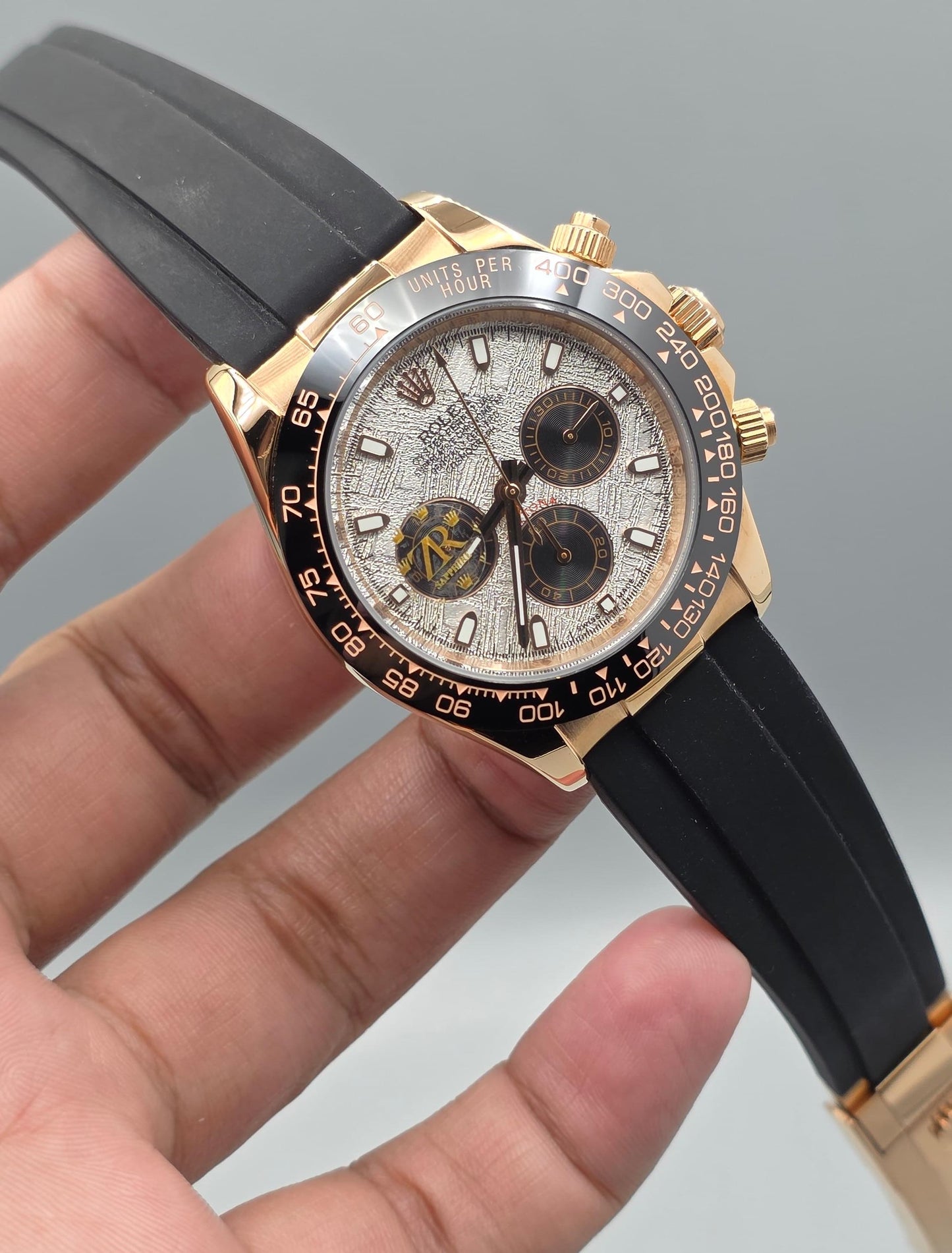 Luxury Black Strap Watch – Rose Gold