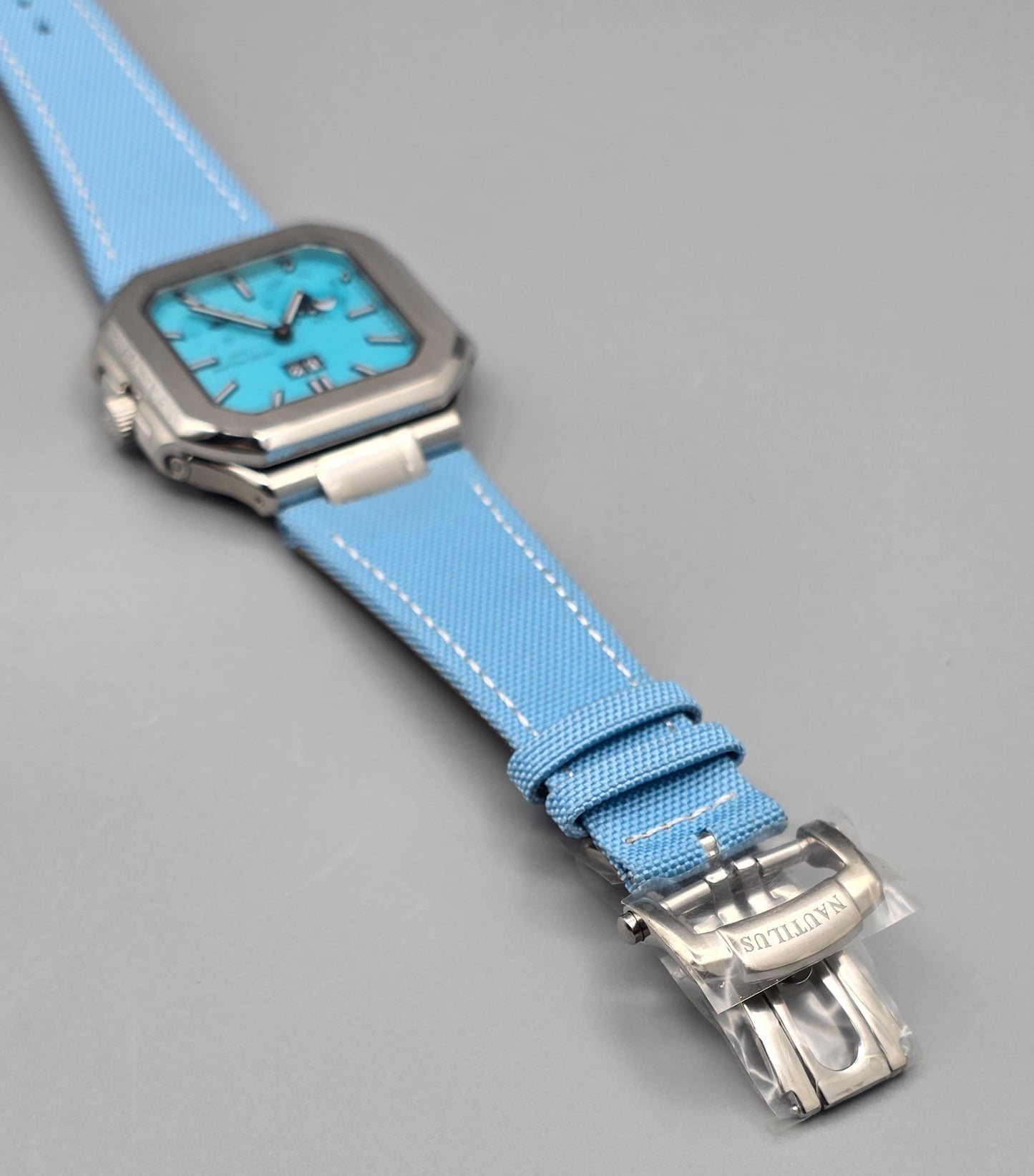 Luxury Square Multi-Function Watch – Ice Blue Dial Edition