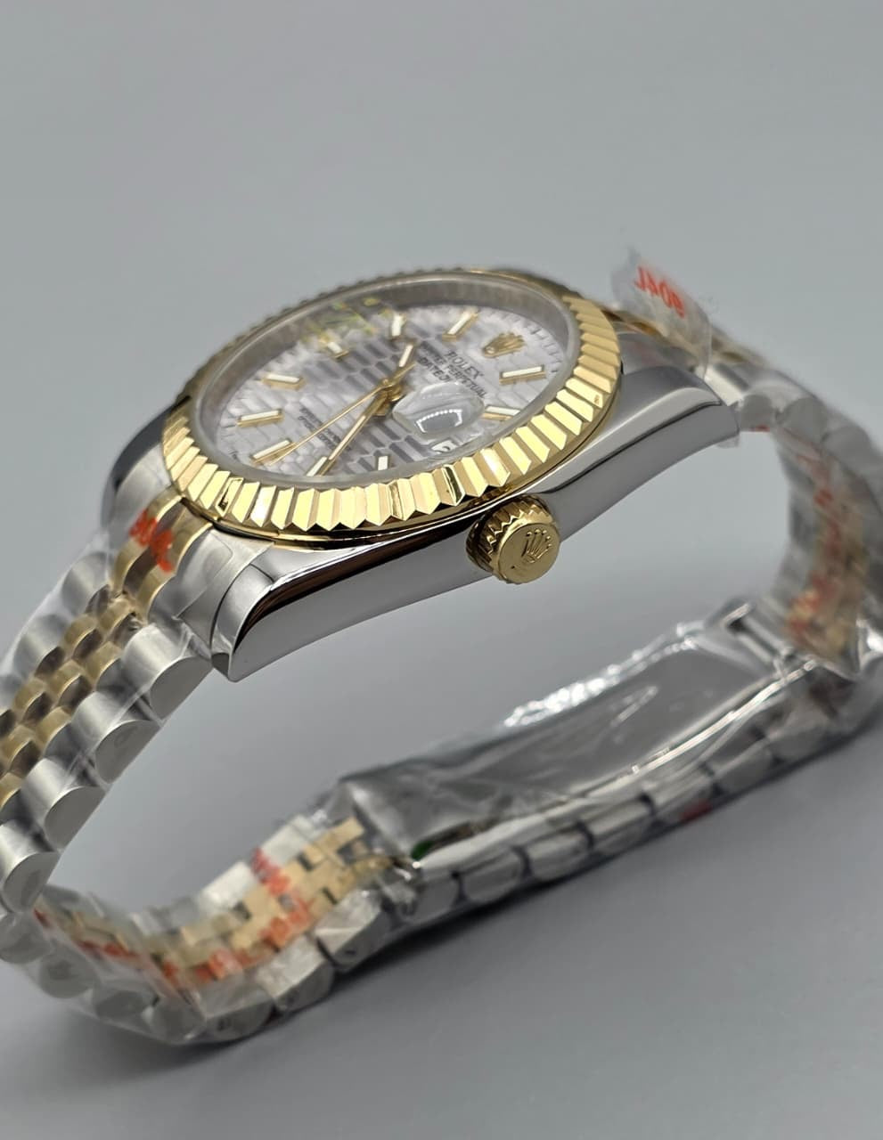 Luxury Textured Dial Silver & Yellow Gold Watch – Jubilee Bracelet,