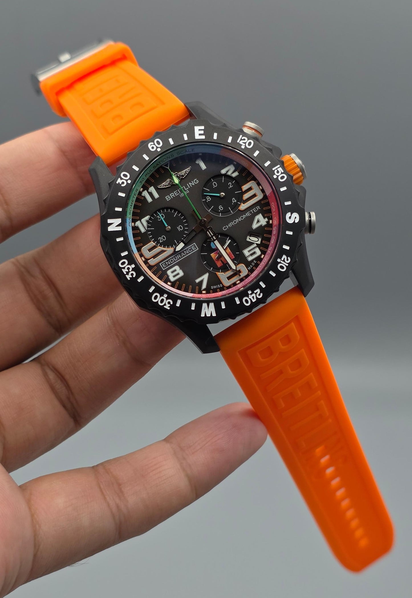 High Quality Luxury Branded Watch - Black & Orange