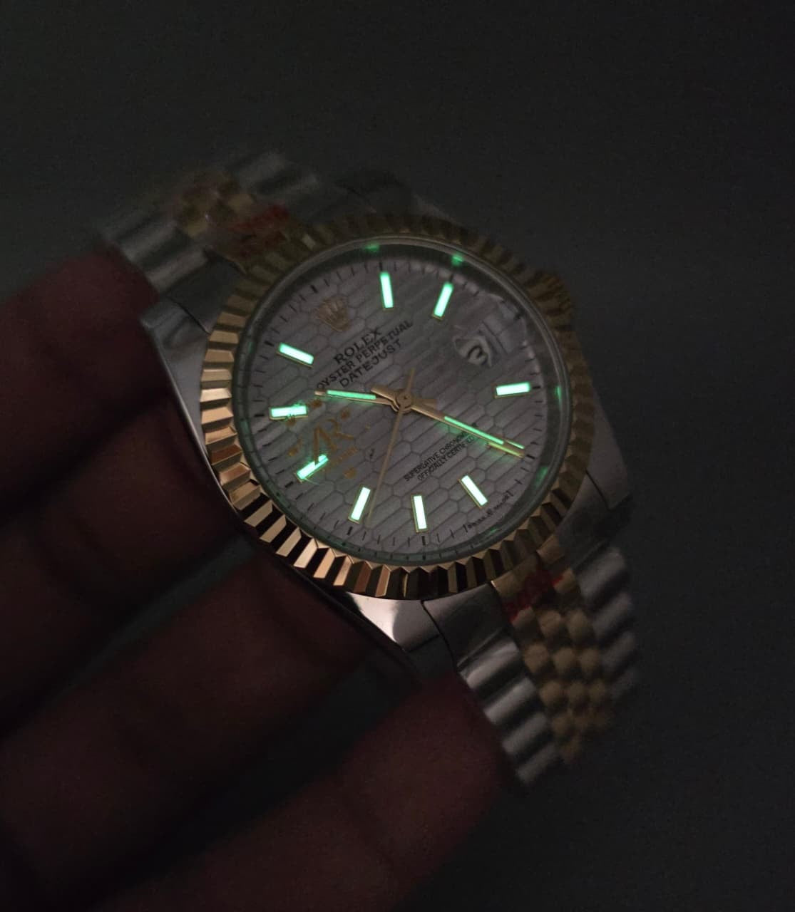 Luxury Textured Dial Silver & Yellow Gold Watch – Jubilee Bracelet,