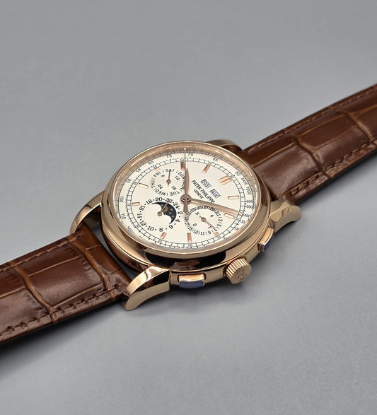 Premium Rose Gold Moonphase Leather Strap Watch