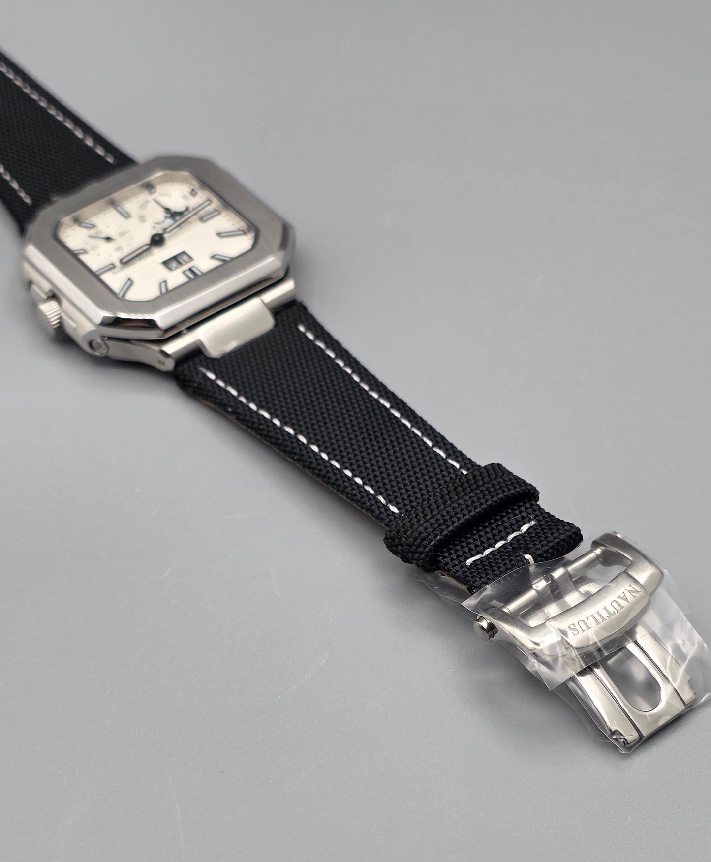 Luxury Square Multi-Function Watch – White Dial Edition