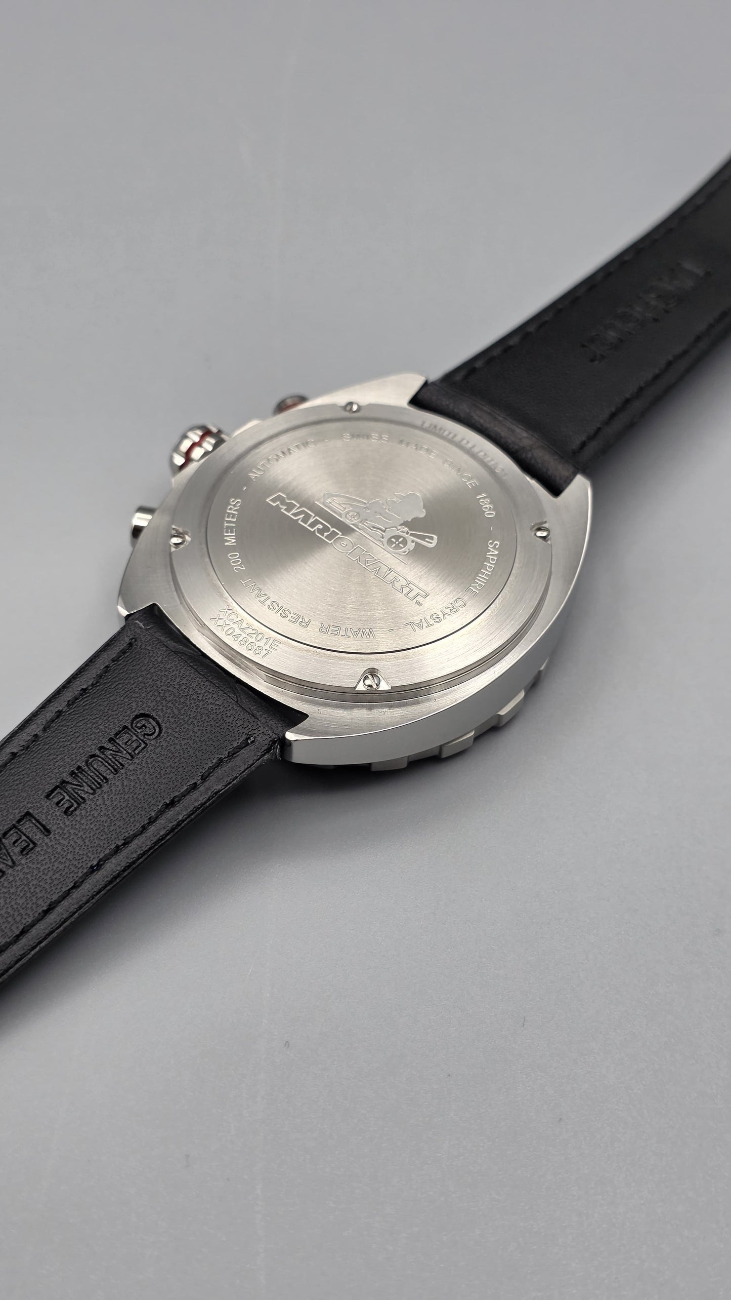 Luxury Chronograph Leather Watch – Black Dial Edition