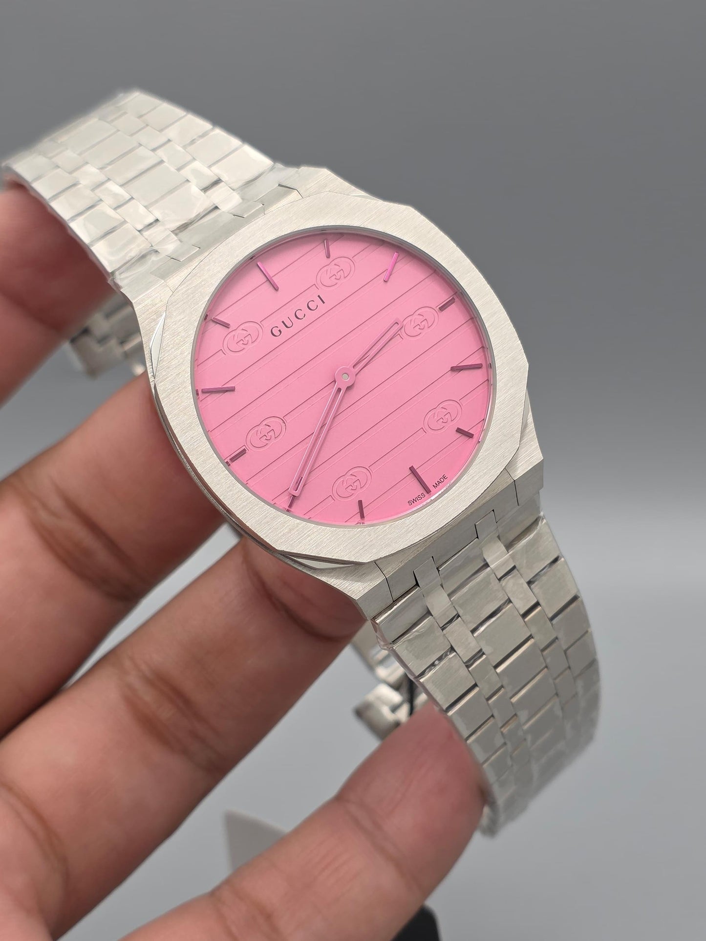 Luxury Ultra Slim Watch – Silver with Pink Dial
