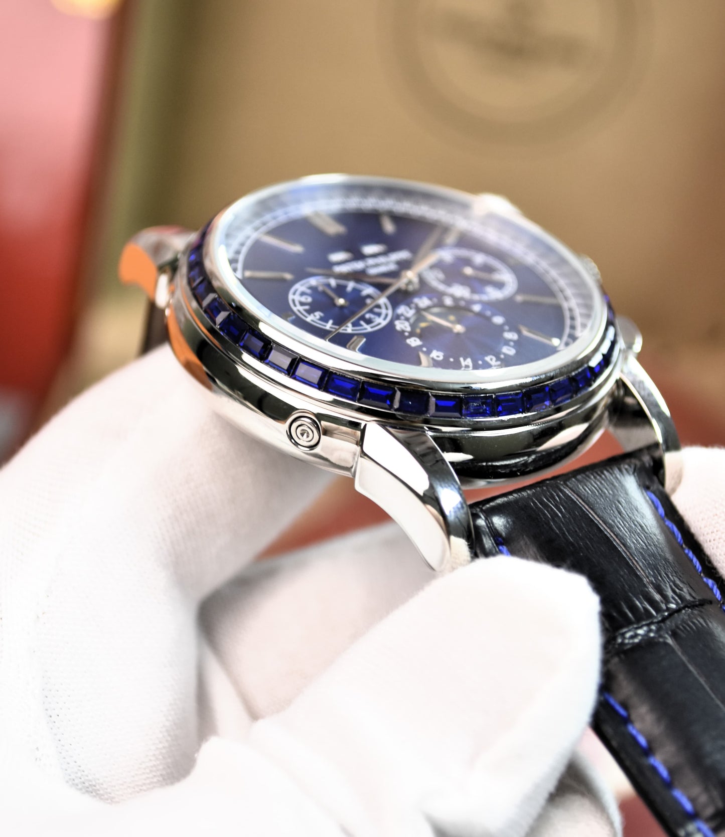 High Quality Luxury Branded Watch - Stone Bazel (Blue)