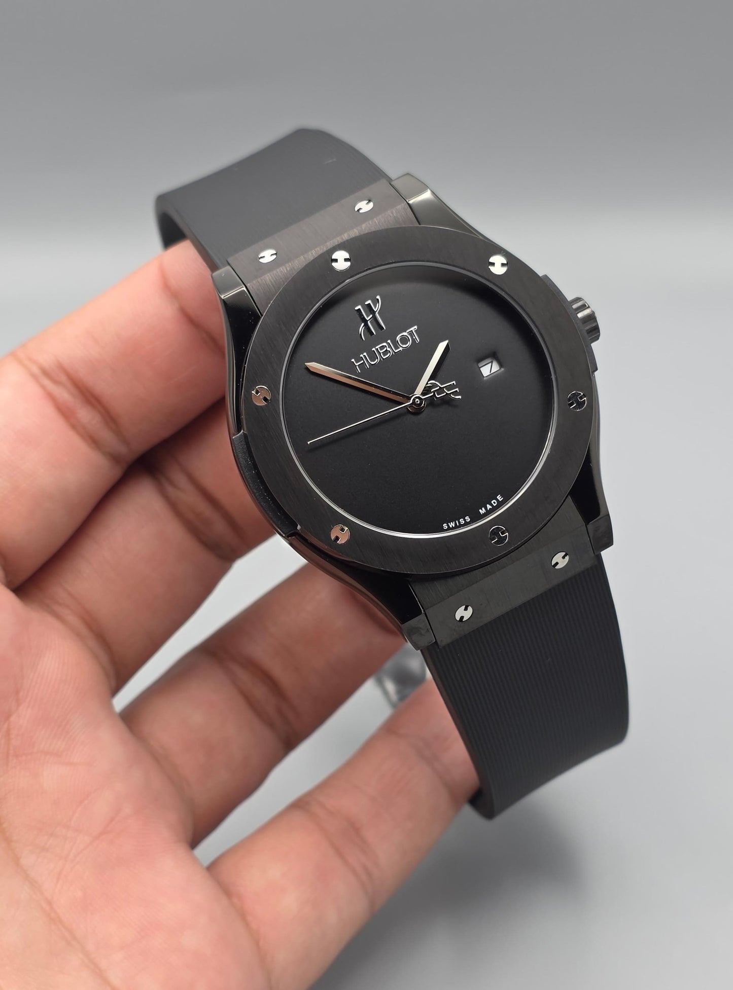 Premium All-Black Matte Rubber Strap Watch