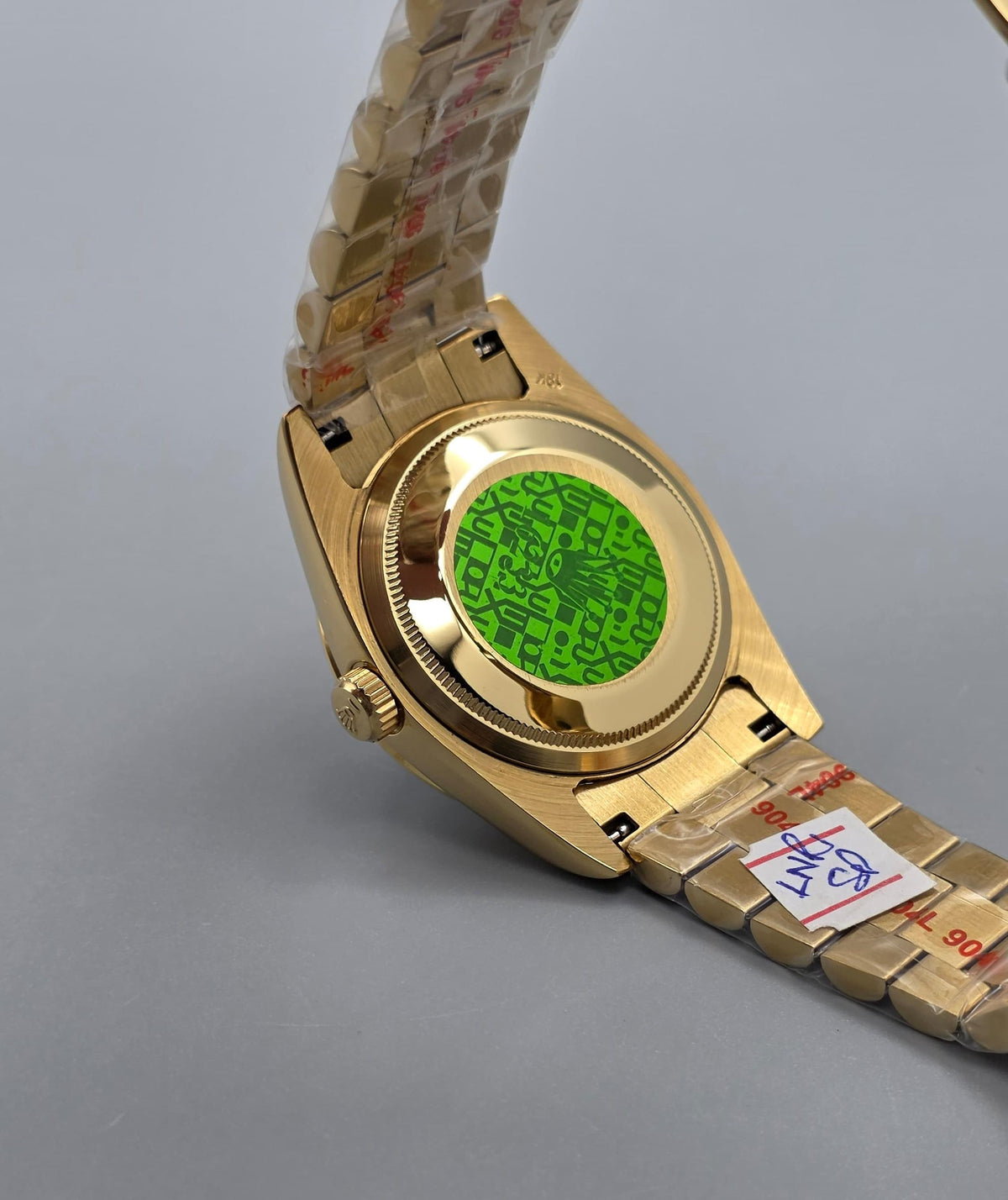 Premium Gold Diamond-Style Day-Date Luxury Watch