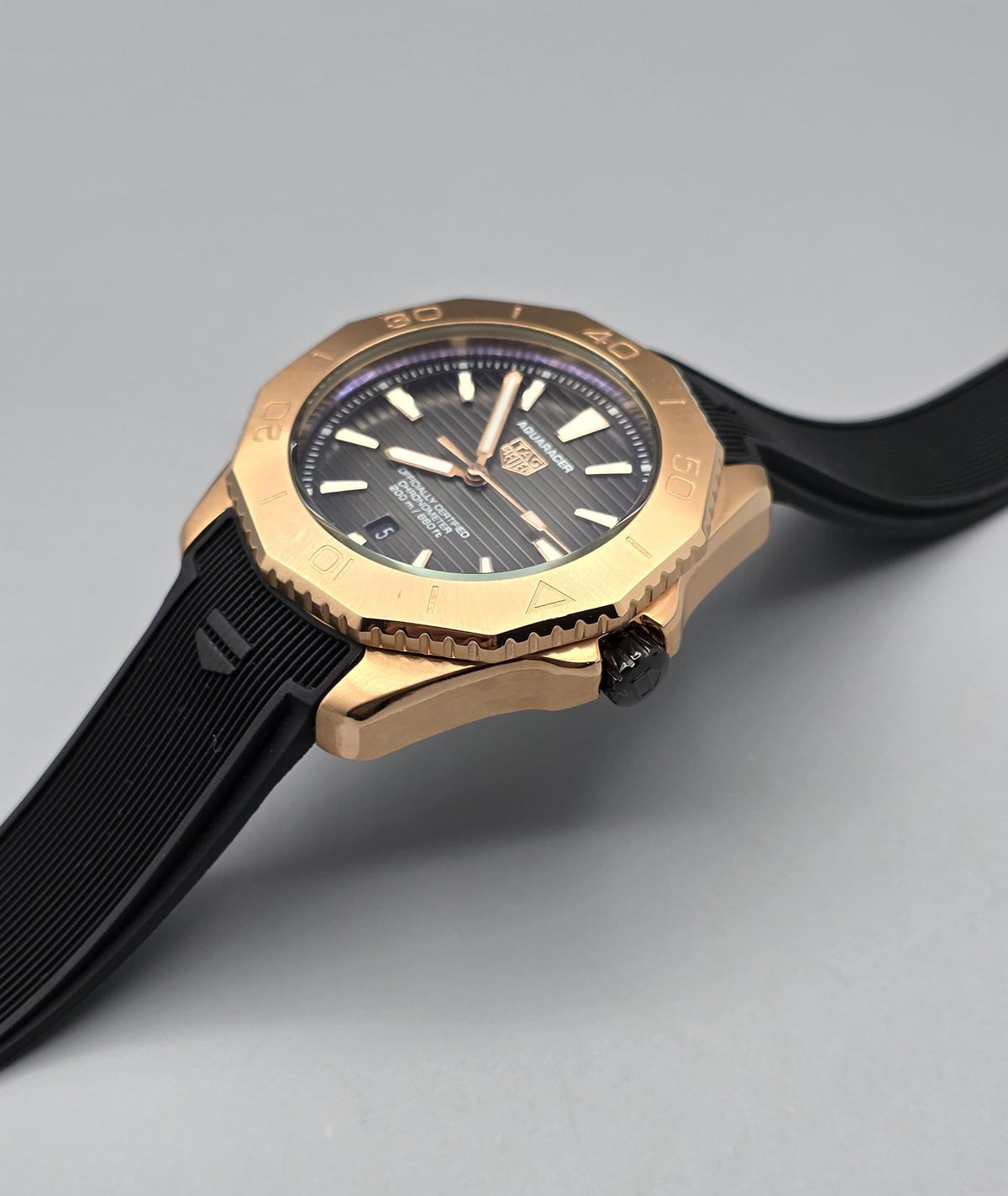 Premium Rose Gold Gradient Grey Dial Automatic Luxury Watch
