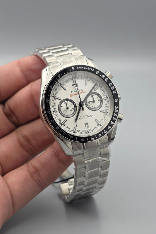 Premium Stainless Steel White Dial Racing Multi-Function Luxury Watch