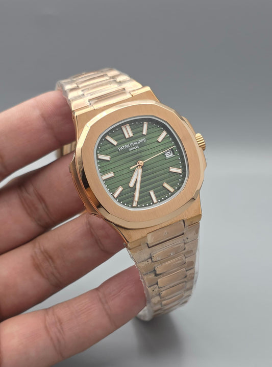 Premium Rose Gold Gradient Green Dial Luxury Automatic Watch