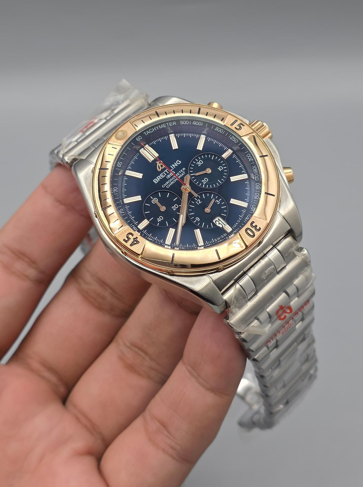 Premium Two-Tone Blue Dial Chronomat Luxury Watch