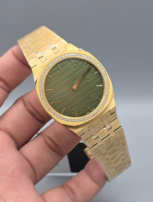 Luxury Ultra Slim Gold Watch – Green Dial with Zarcoon Bezel