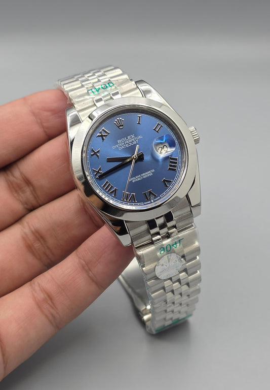 Premium Stainless Steel Azure Blue Roman Dial Luxury Watch