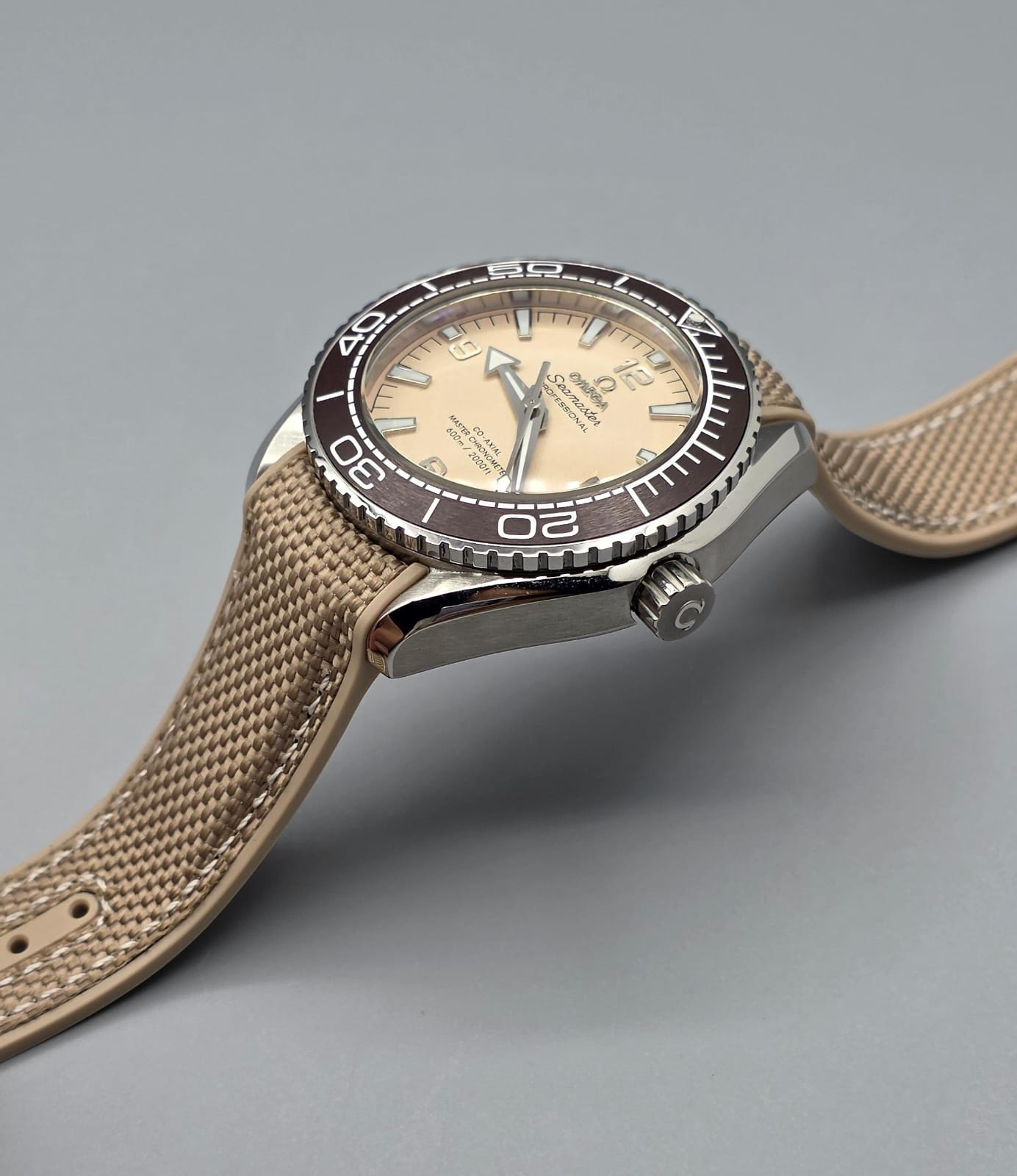 Cream Dial Automatic Watch with Beige Rubber Strap
