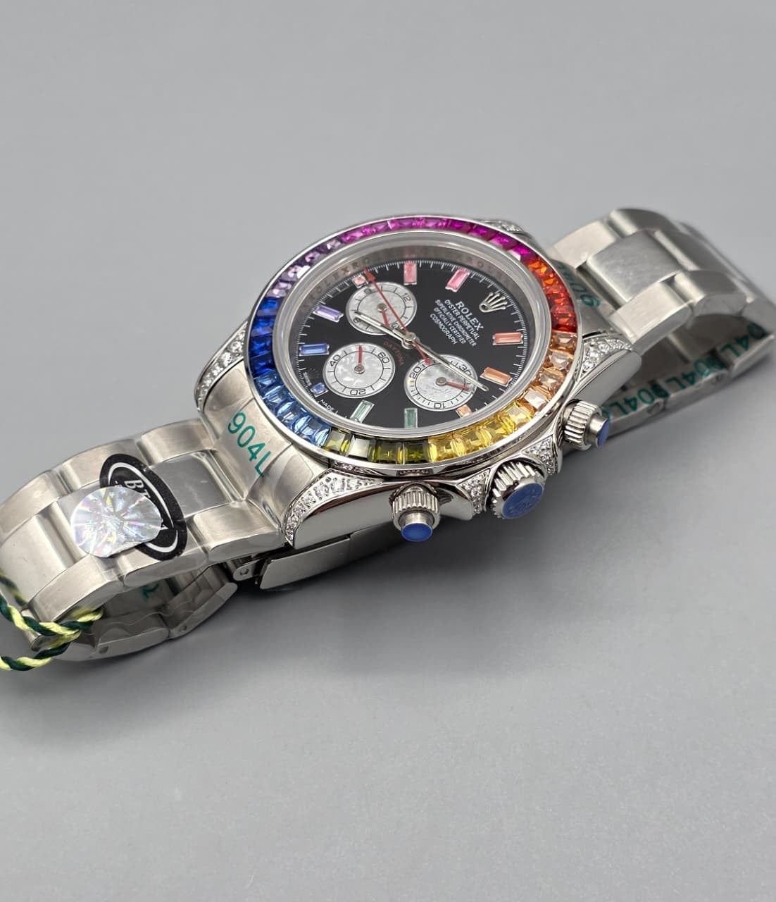 Premium Rainbow Gemstone Bezel  Luxury Automatic Watch