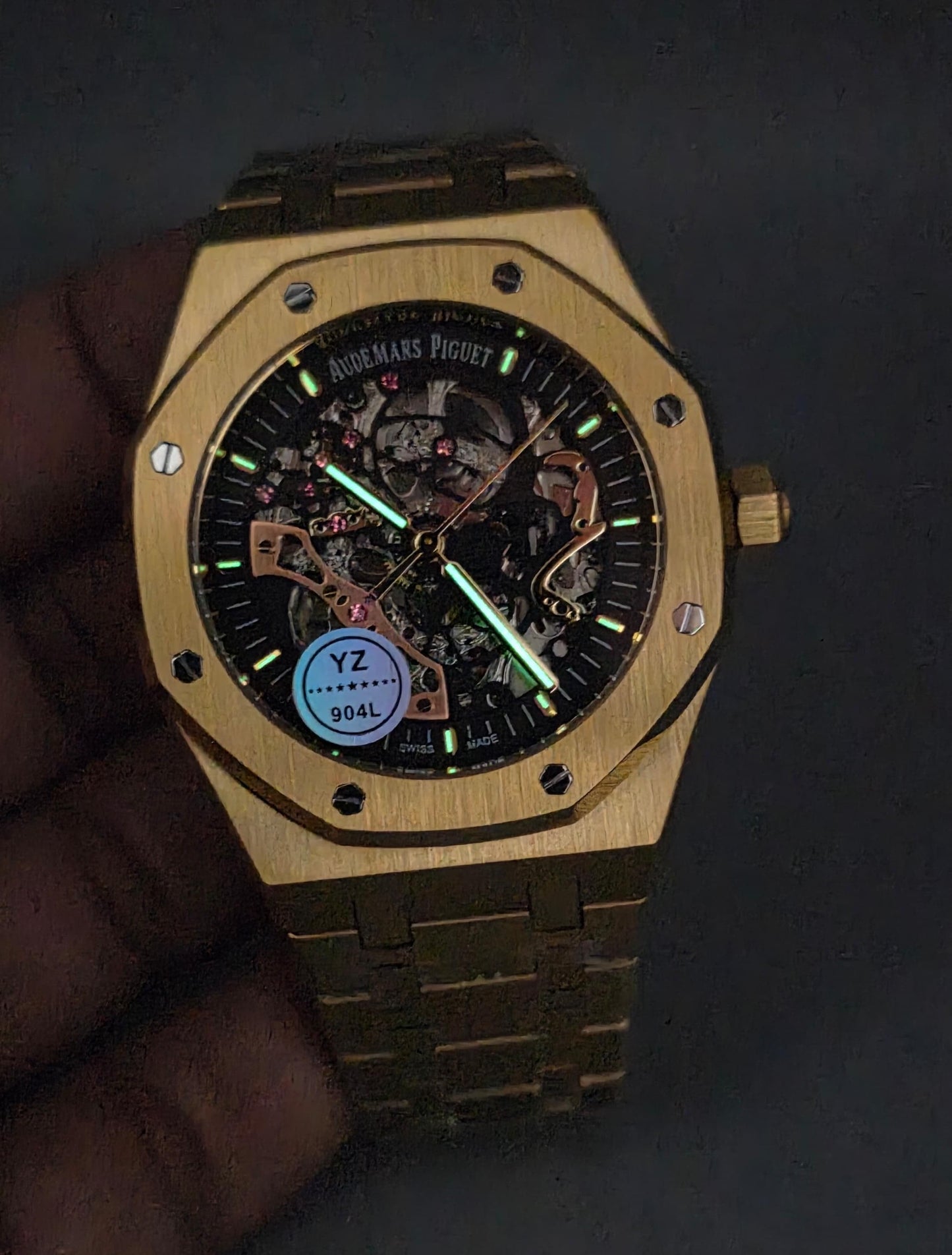 Luxury Skeleton Watch – Automatic Open Heart, Yellow Gold