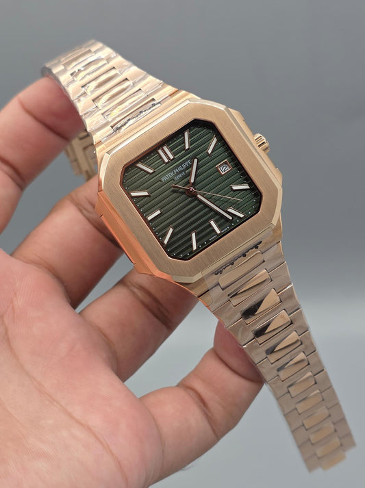 Premium Luxury Men’s Watch – Rose Gold, Automatic Datejust, Green Dial
