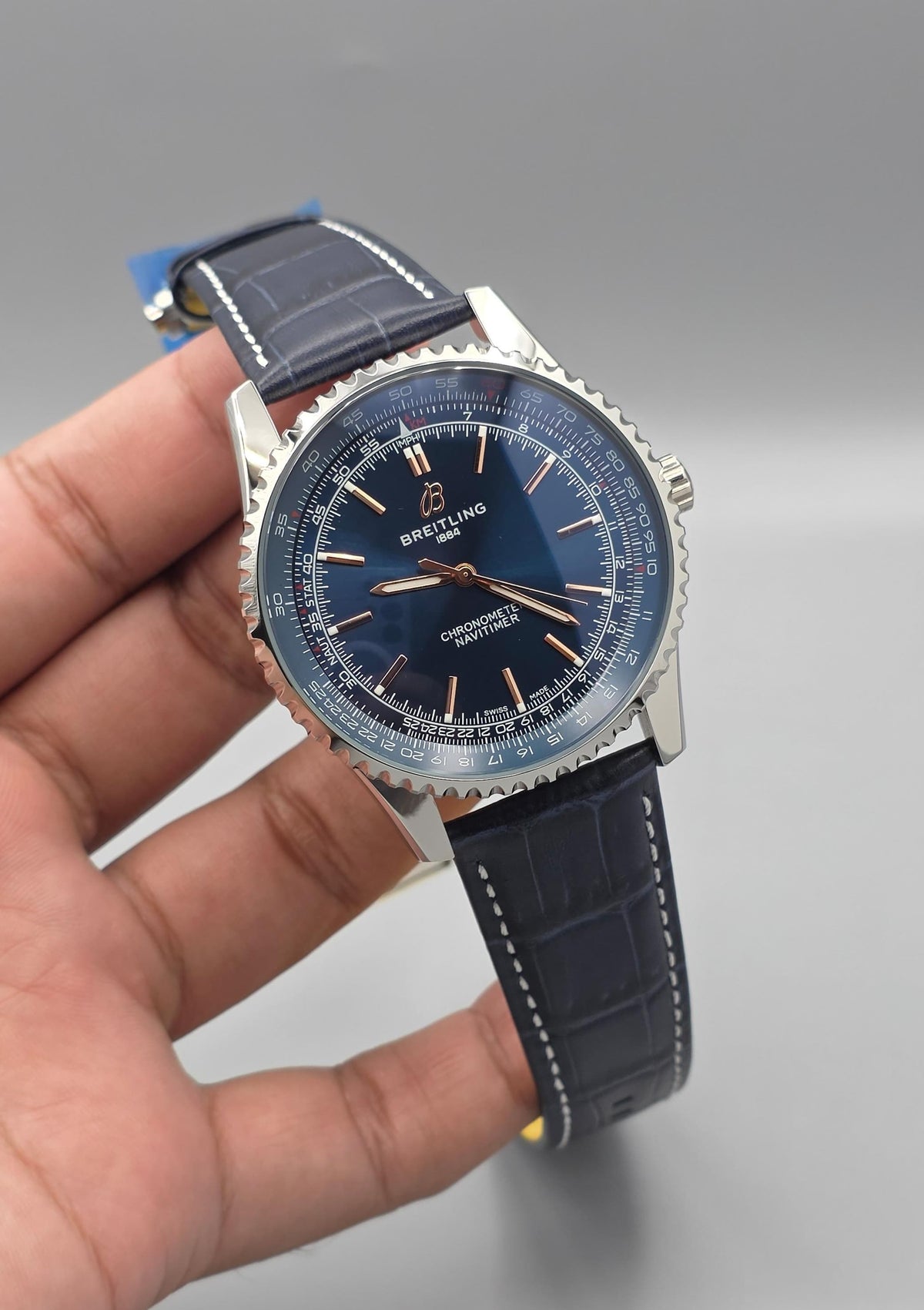 Premium Blue Dial Automatic Luxury Watch – Blue Leather Strap