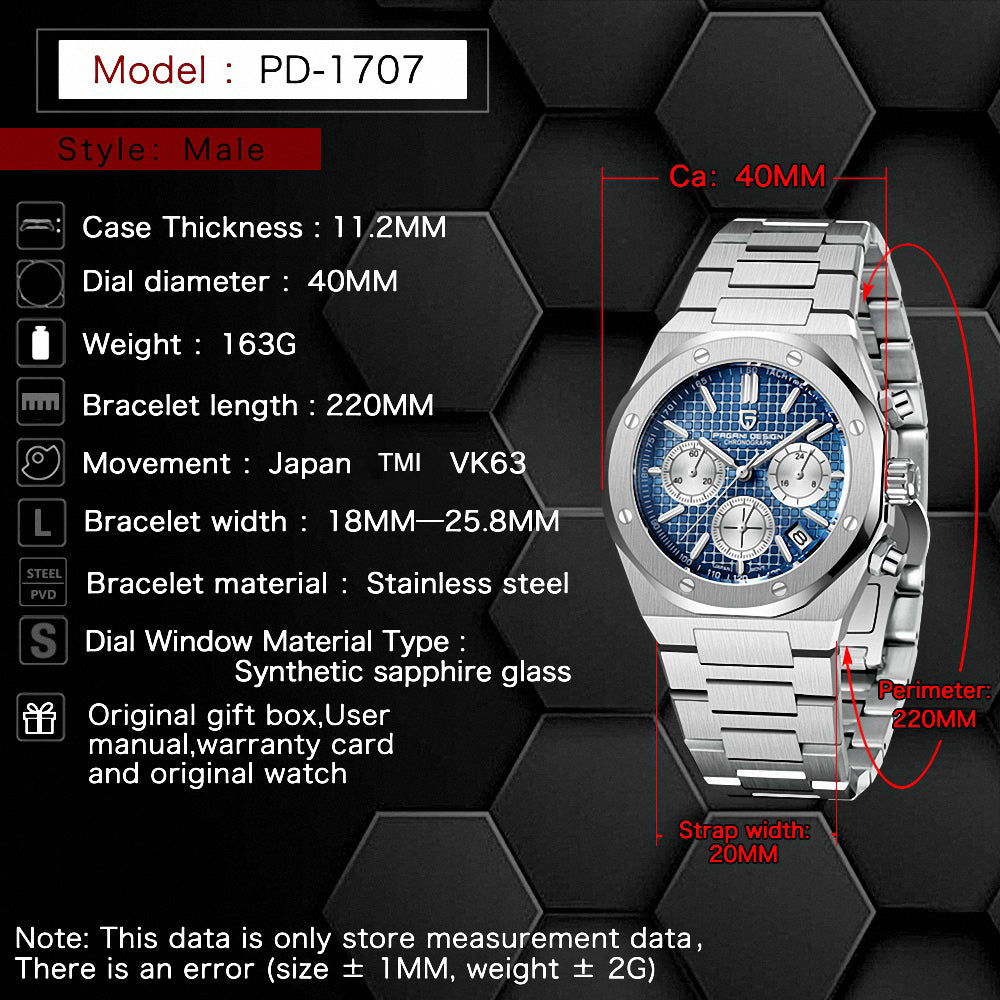 Pagani Design PD-1707 Chronograph-Steel Blue