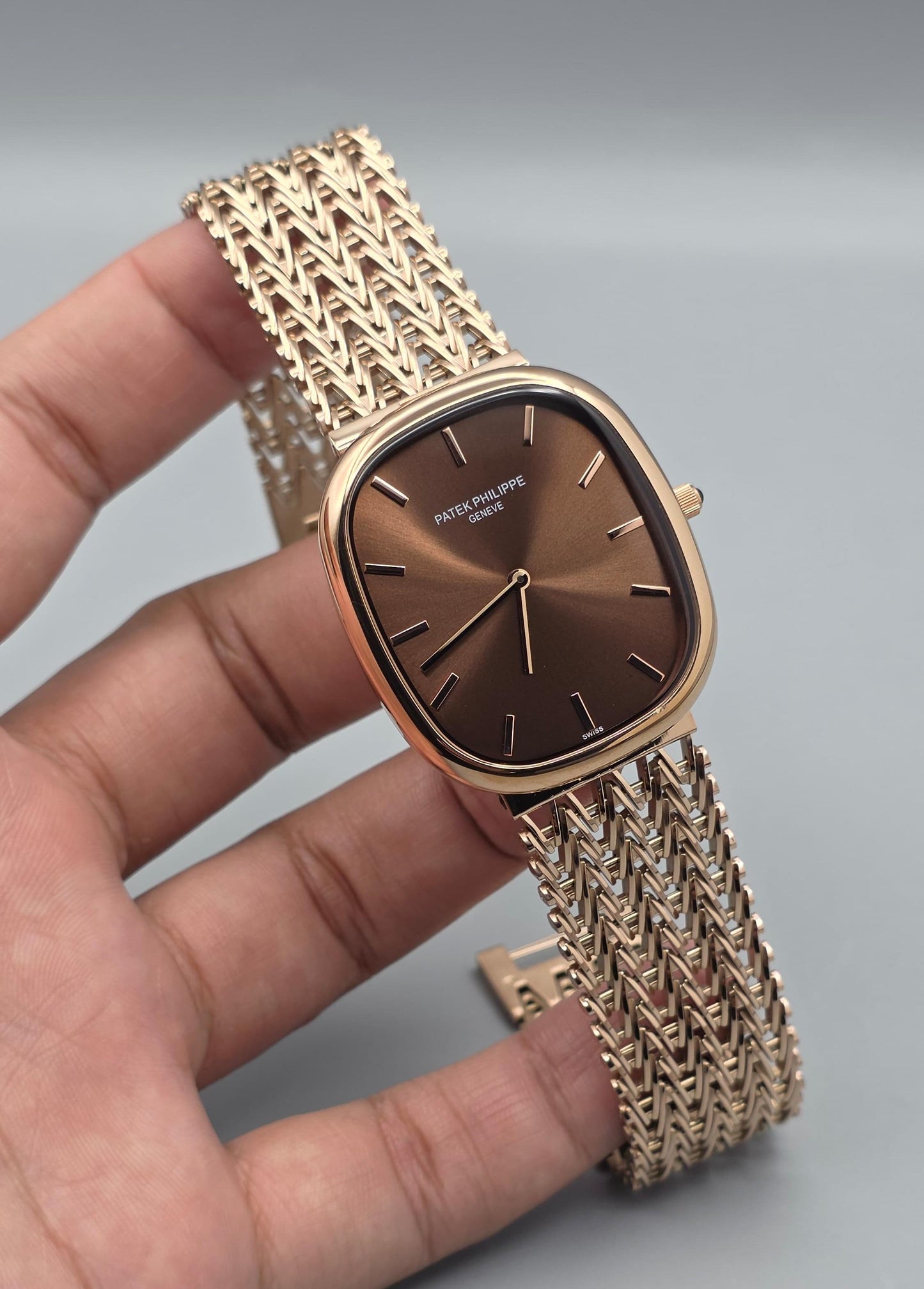 Luxury Dress Watch – Golden Ellipse Rose Gold Brown Dial Edition