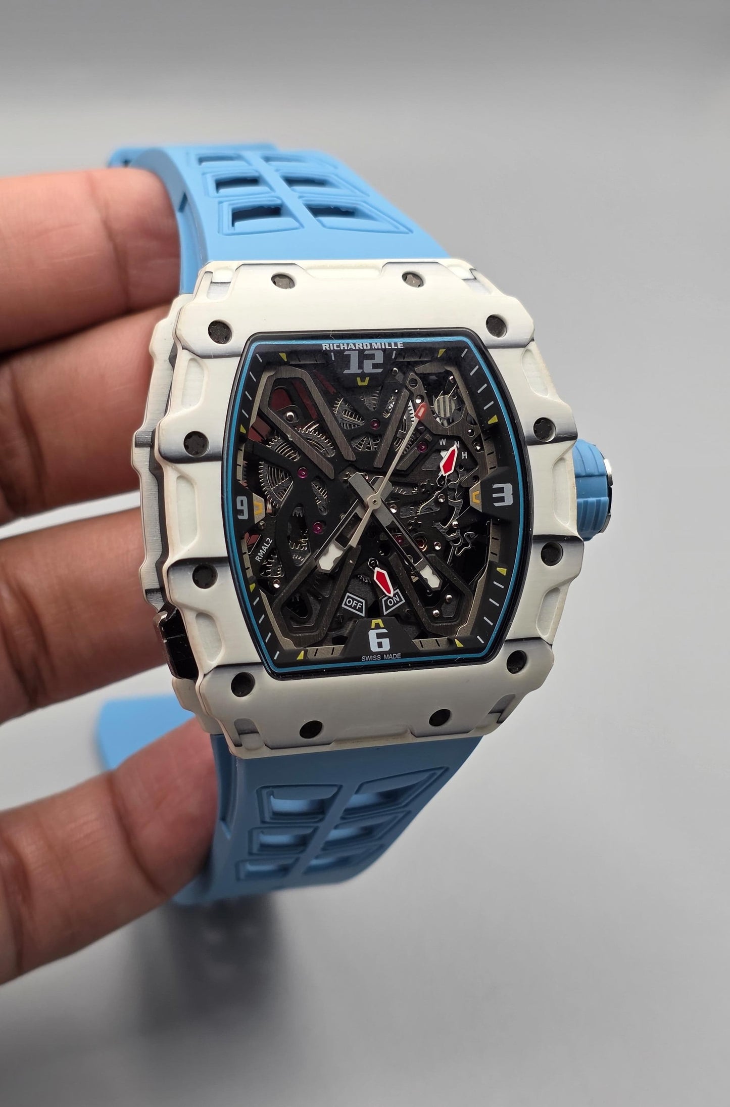 Luxury Skeleton Sport Watch – Ice Blue Lightweight Edition