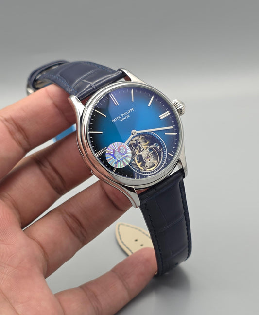 Premium Blue Dial Open-Heart Automatic Watch