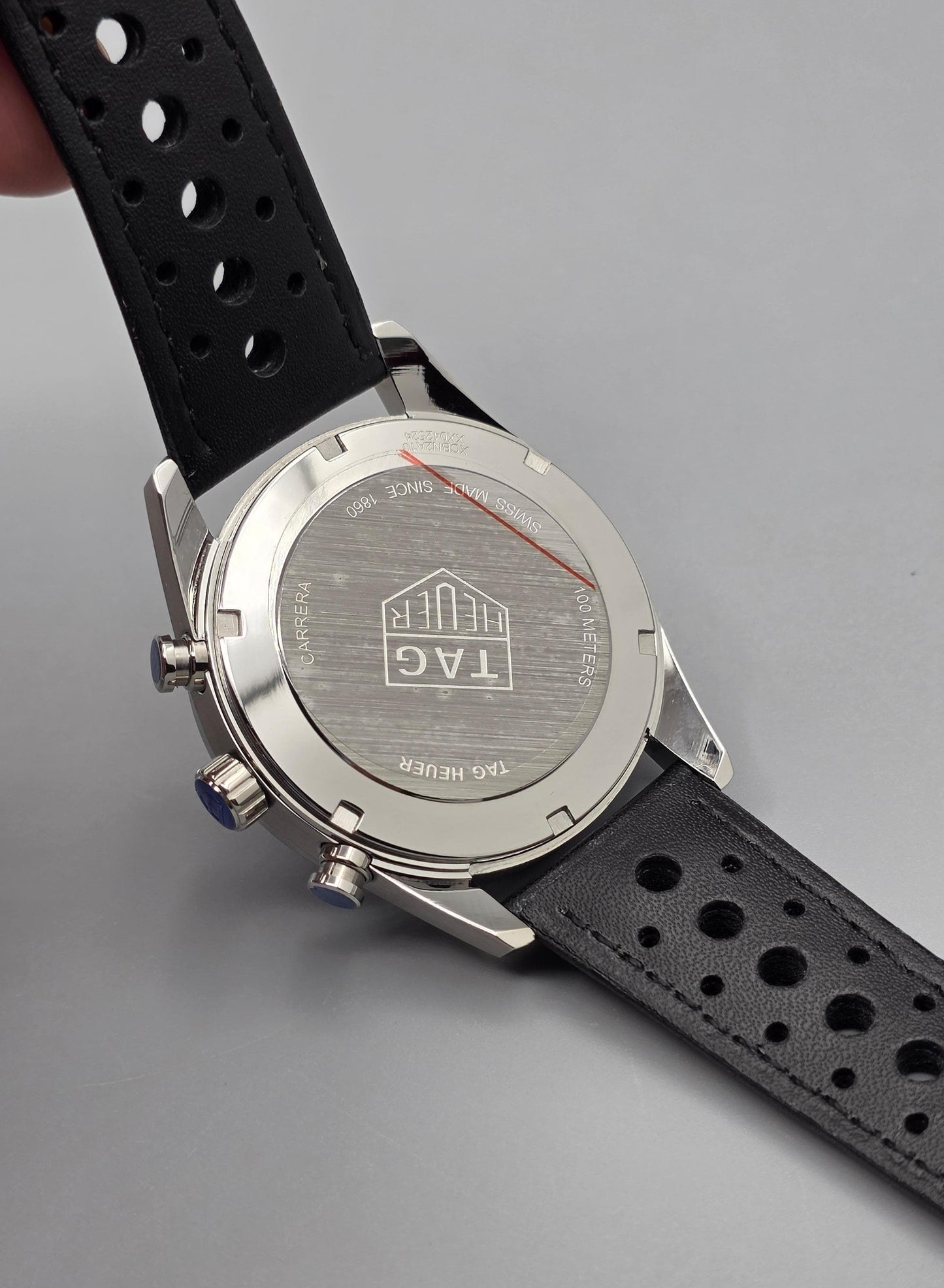 Premium Purple Dial Chronograph Perforated Leather Strap Racing Watch