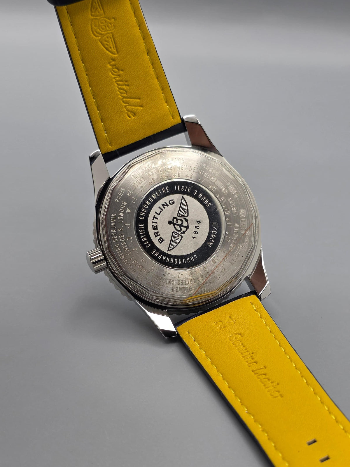 Premium Ice Blue Dial Automatic G.M.T Luxury Watch – Navy Blue Leather Strap