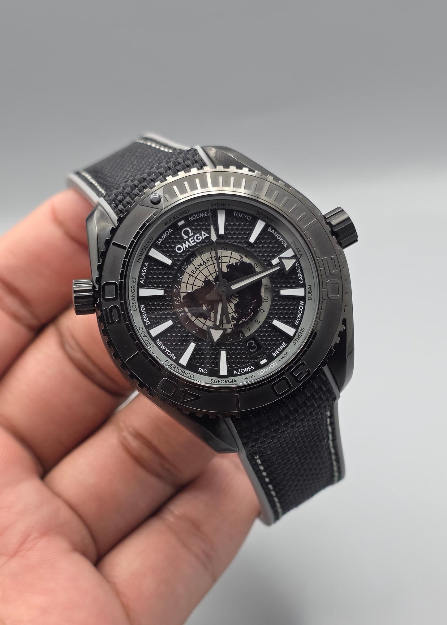 Premium Black World-Time Automatic Watch