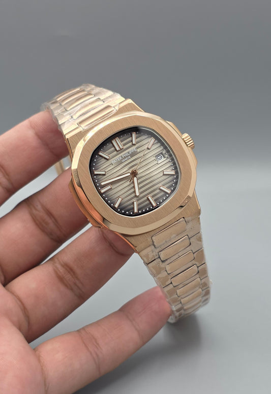 Premium Rose Gold Gradient Gray Dial Luxury Automatic Watch