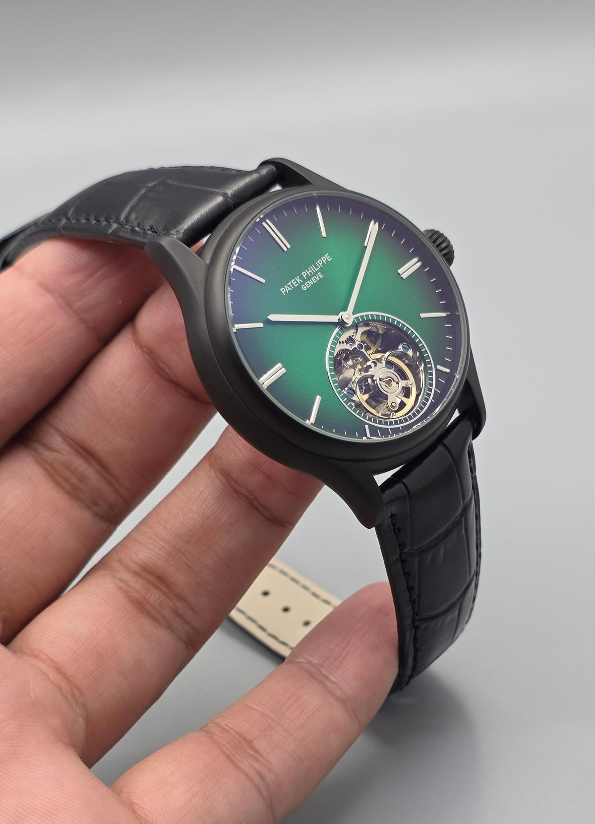 Premium Green & Black Open-Heart Automatic Watch