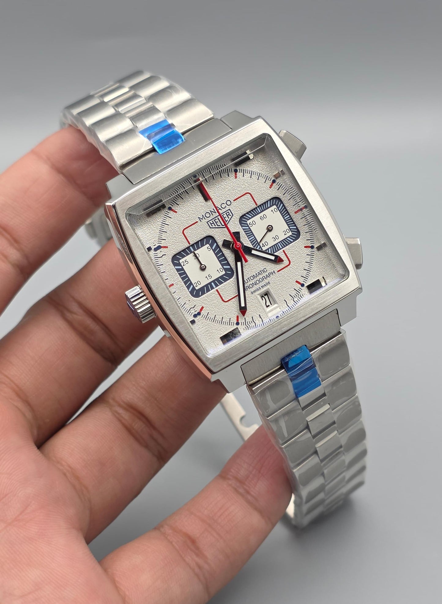 Luxury Square Chronograph – Monaco Style White Dial Edition