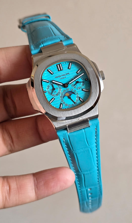 Luxury Automatic Watch – Full Calendar & Moonphase | Tiffany Dial