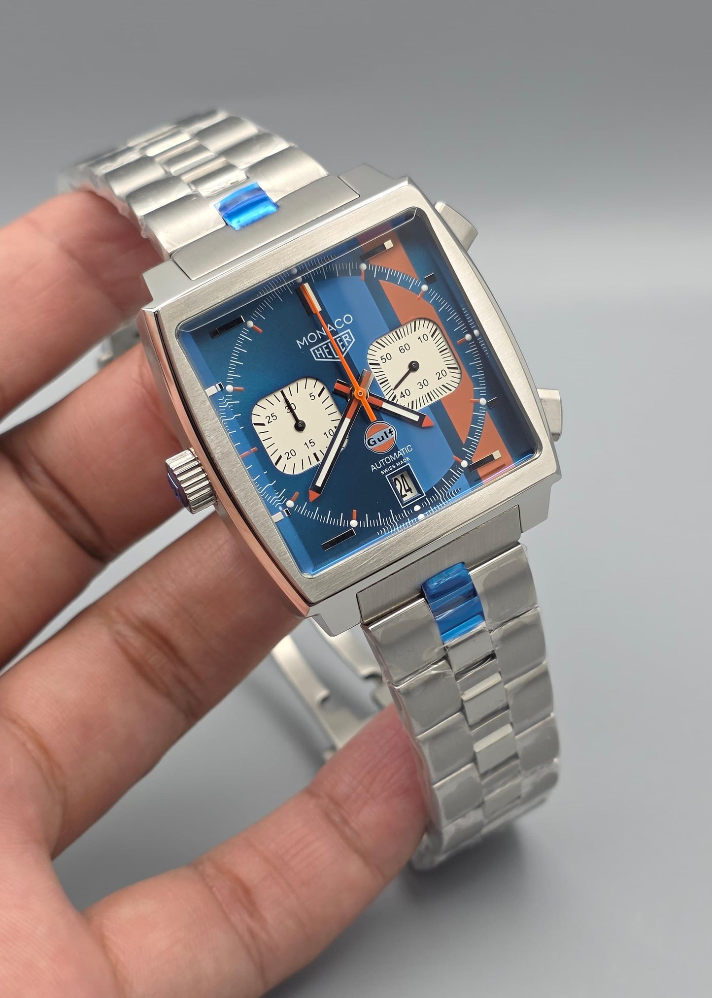 Luxury Square Chronograph – Gulf Blue Dial Edition