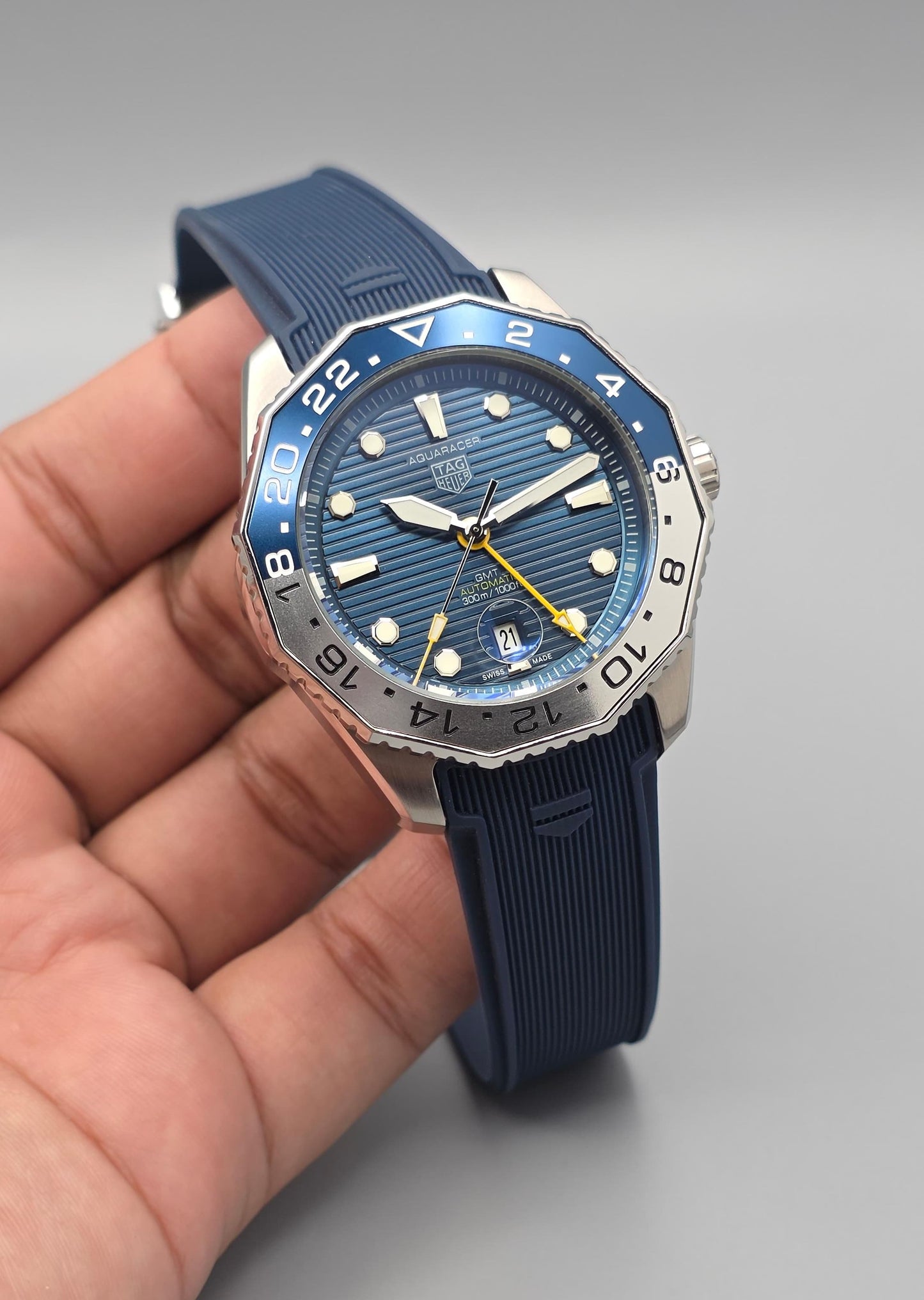 Premium GMT Automatic Blue Dial Rubber Strap Diver Watch