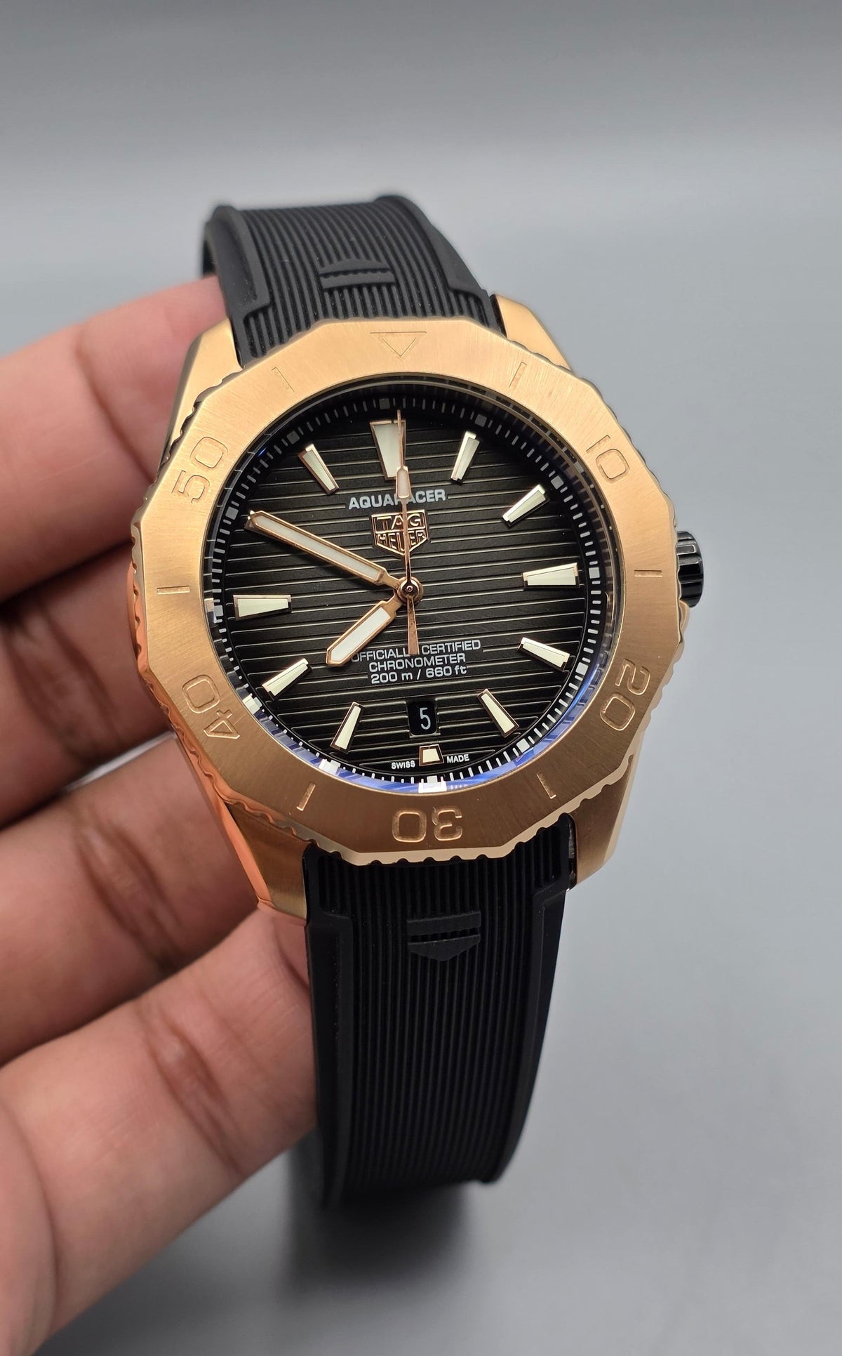Premium Rose Gold Gradient Grey Dial Automatic Luxury Watch
