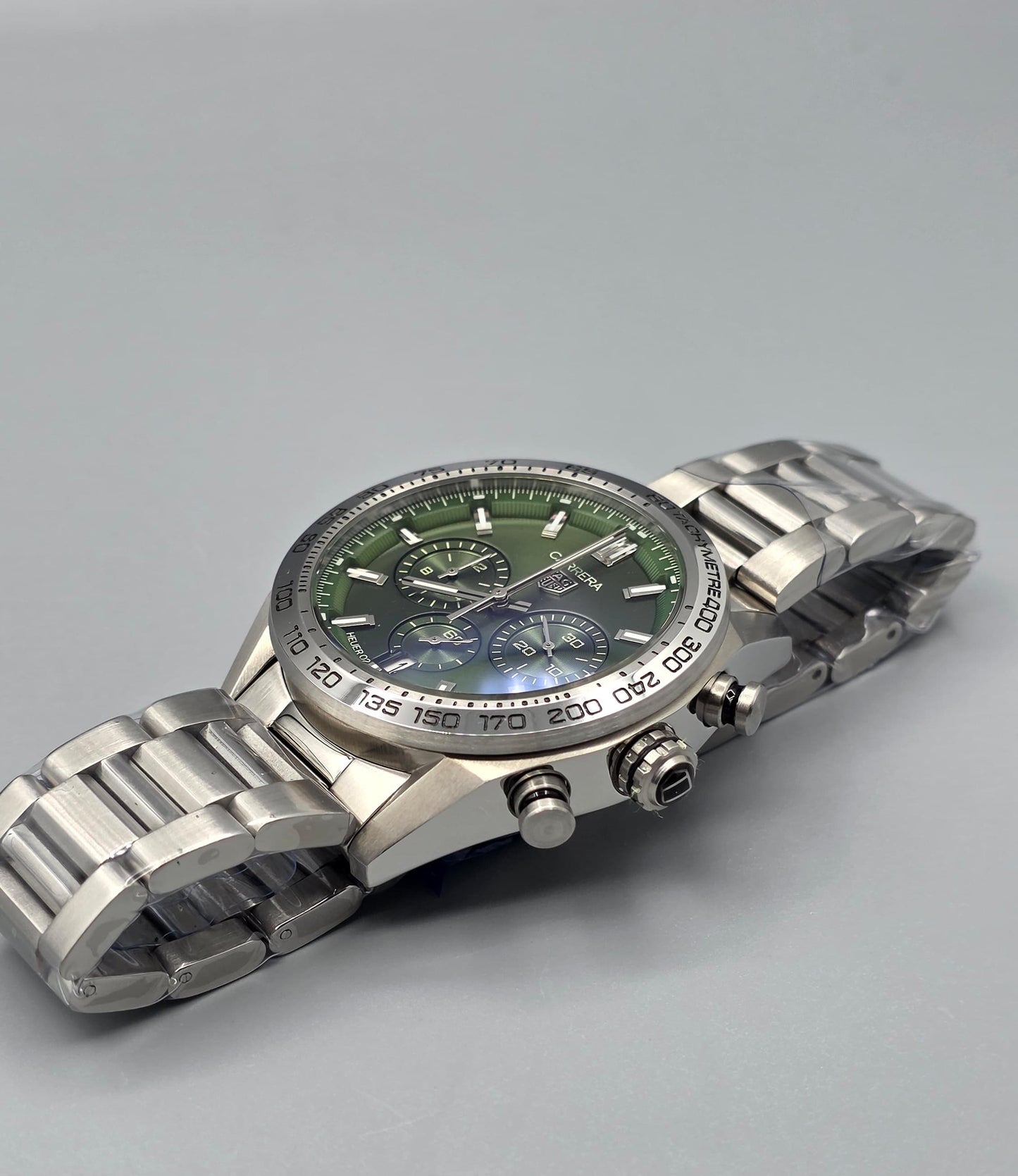 Green Dial Chronograph Stainless Steel Watch