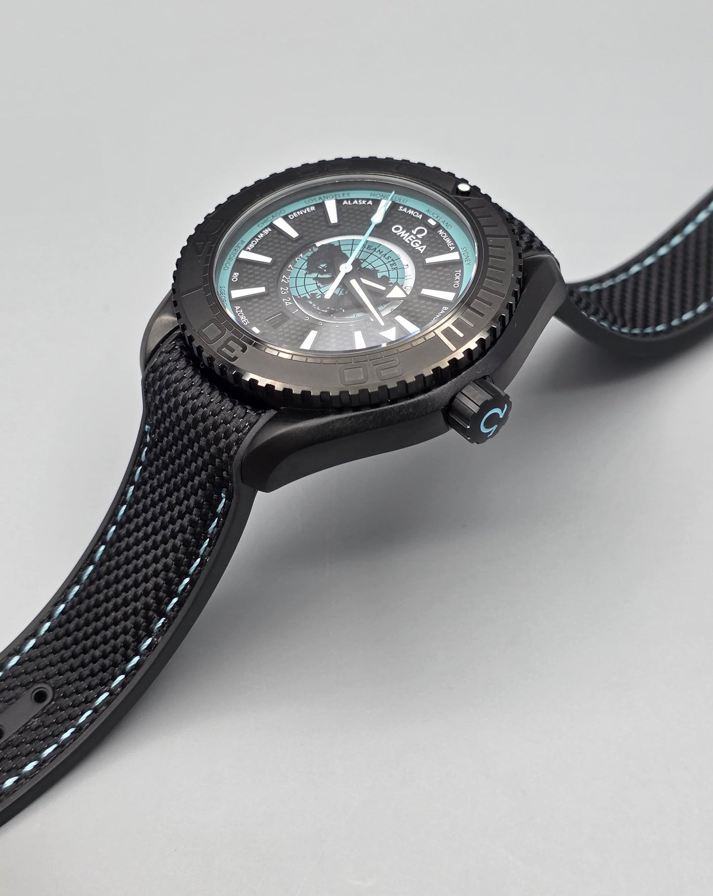 Premium Black & Blue Worldtimer Automatic Watch