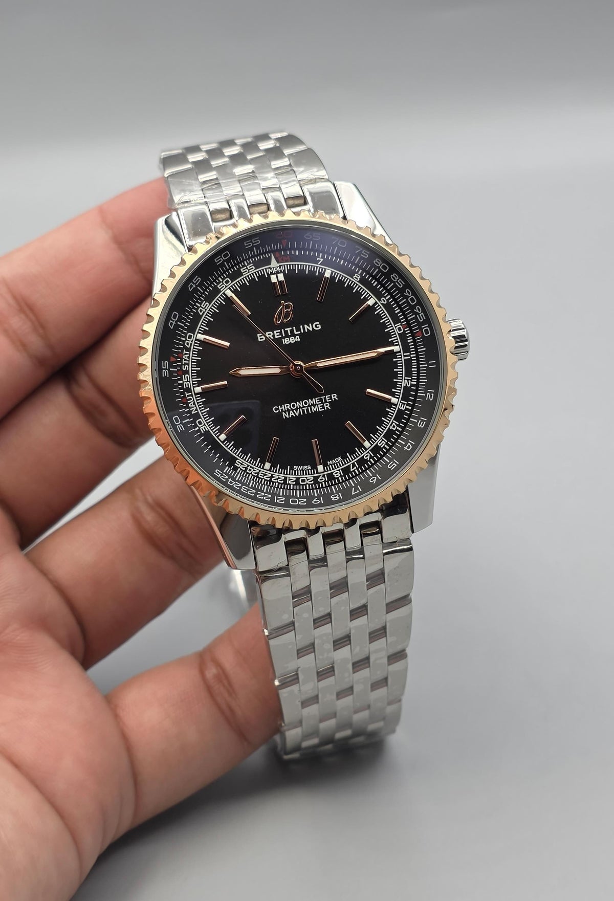 Premium Two-Tone Stainless Steel Black Dial Automatic Luxury Watch