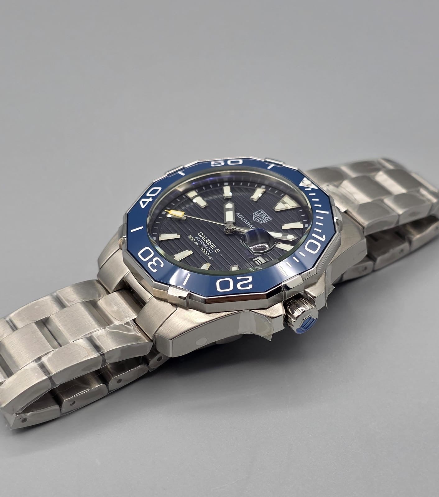 Black & Blue Diver-Style Automatic Stainless Steel Watch