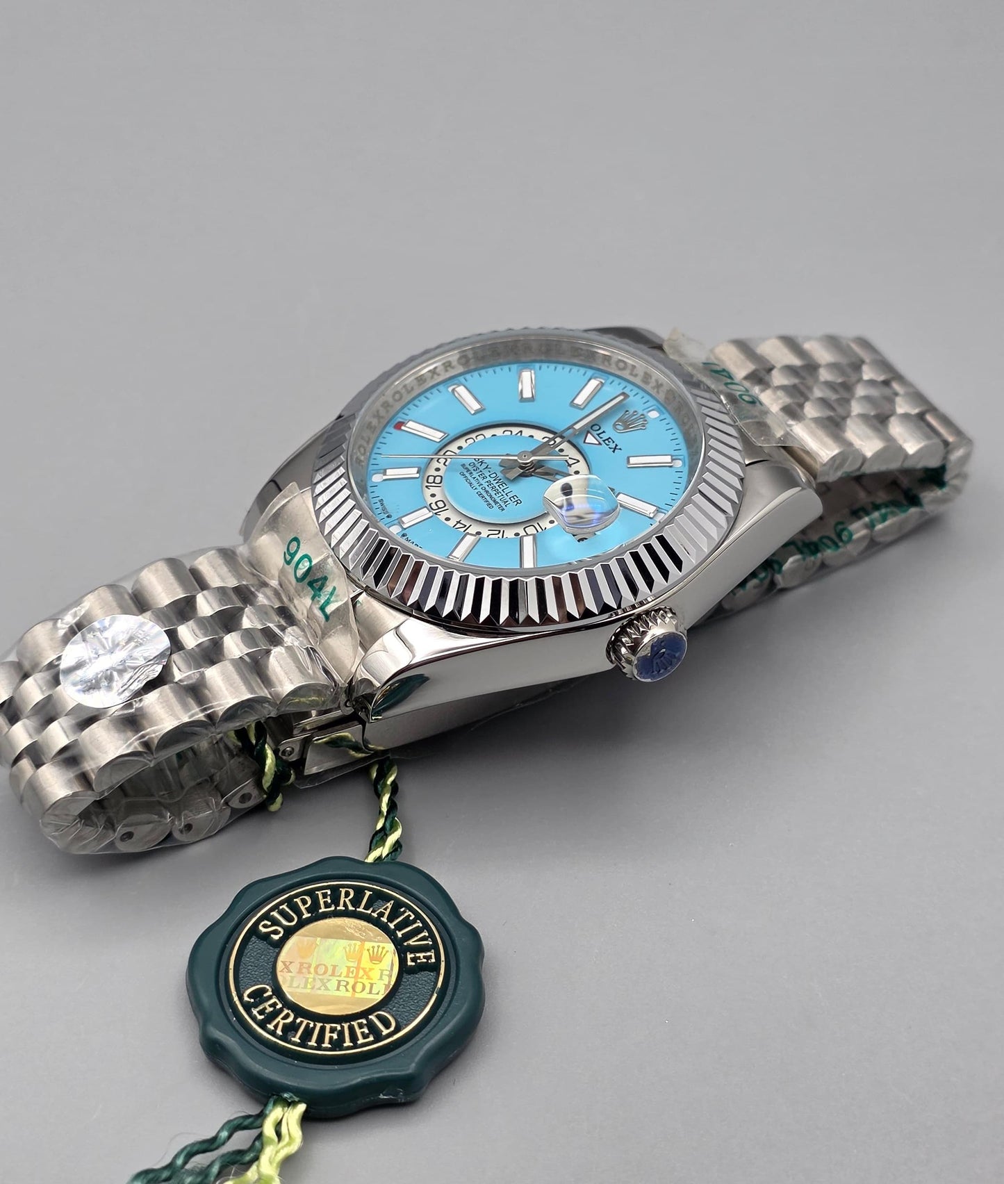 Luxury Ice Blue Dual-Time Watch – Stainless Steel