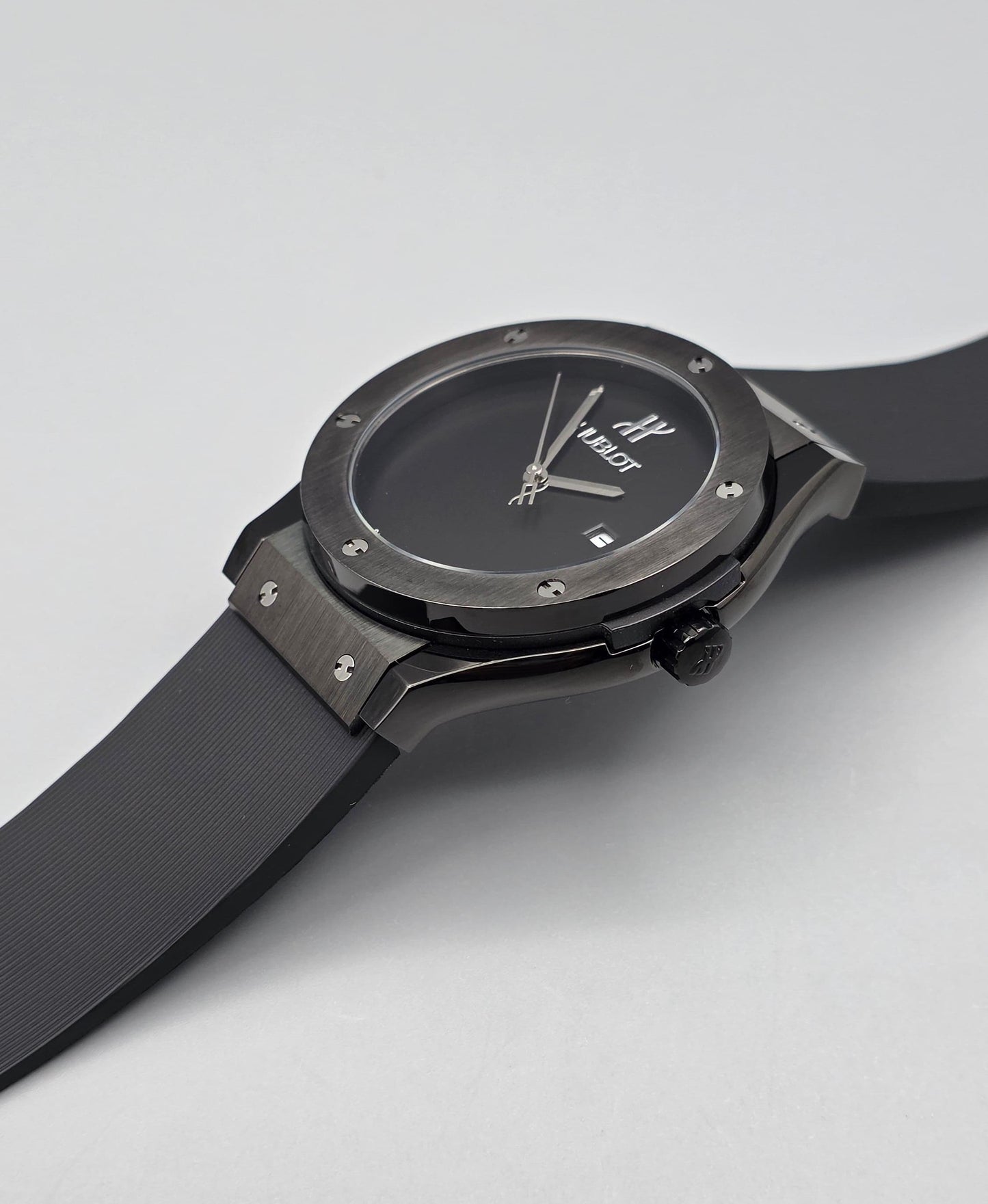 Premium All-Black Matte Rubber Strap Watch