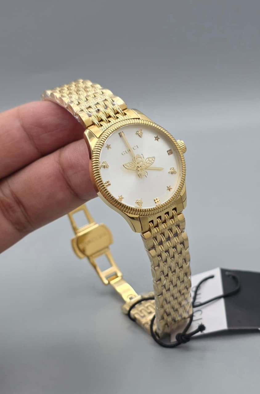 Luxury Ladies Watch – Gold White Dial Edition