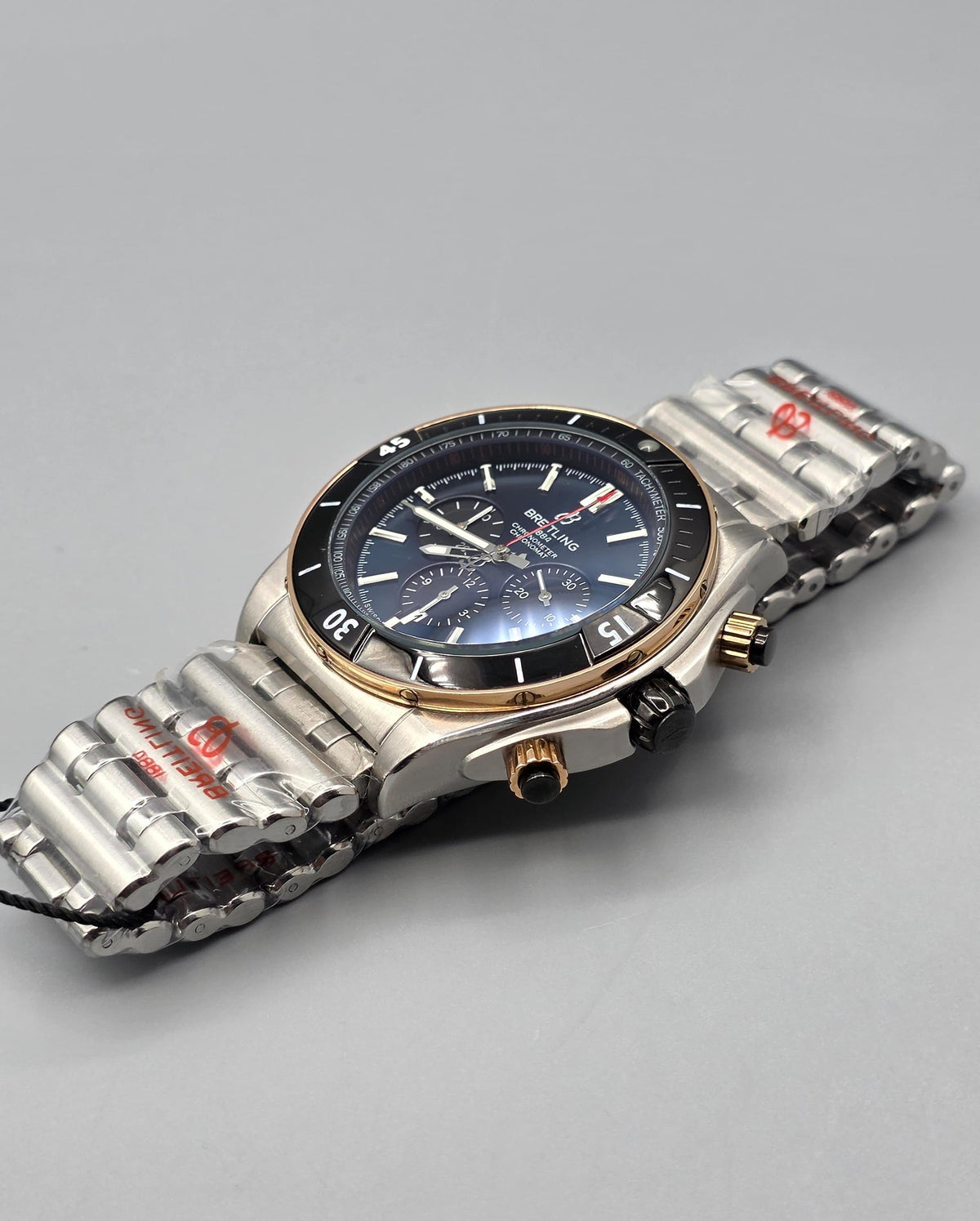 Premium Two-Tone Black Bezel Blue Dial Chronomat Luxury Watch